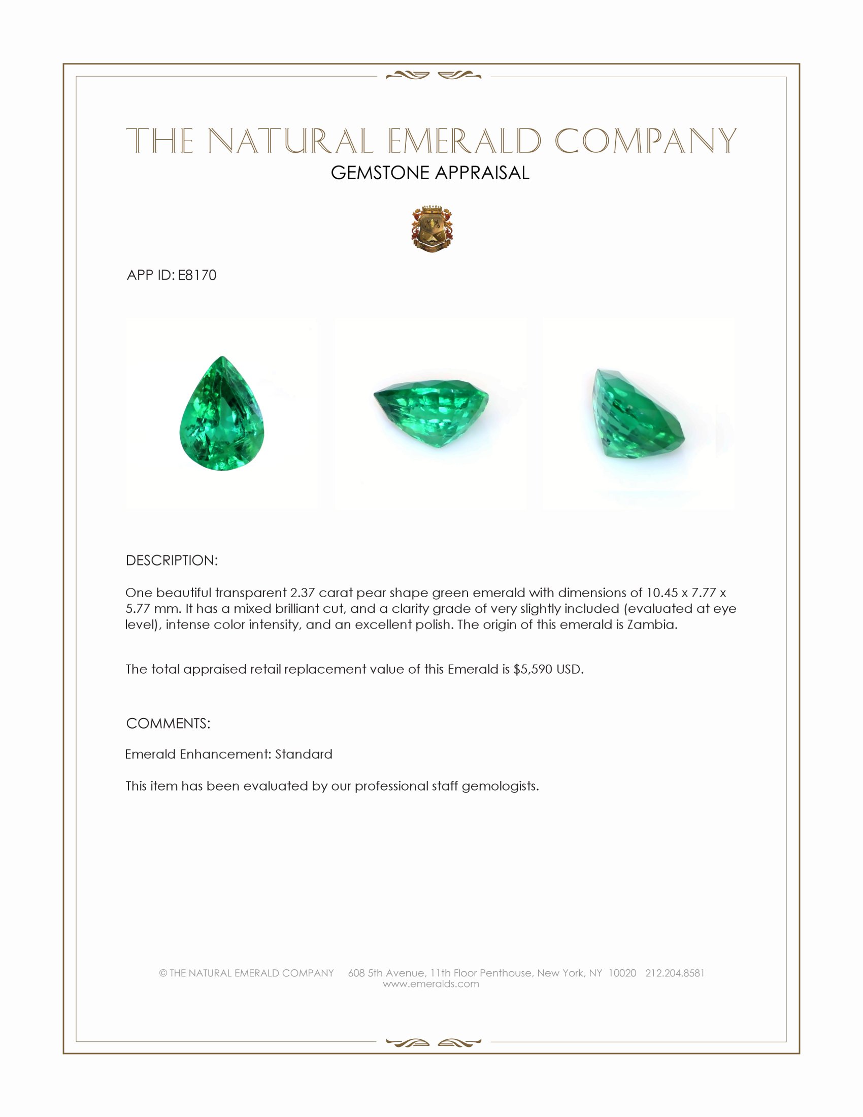 2.37 Ct. Emerald from Zambia