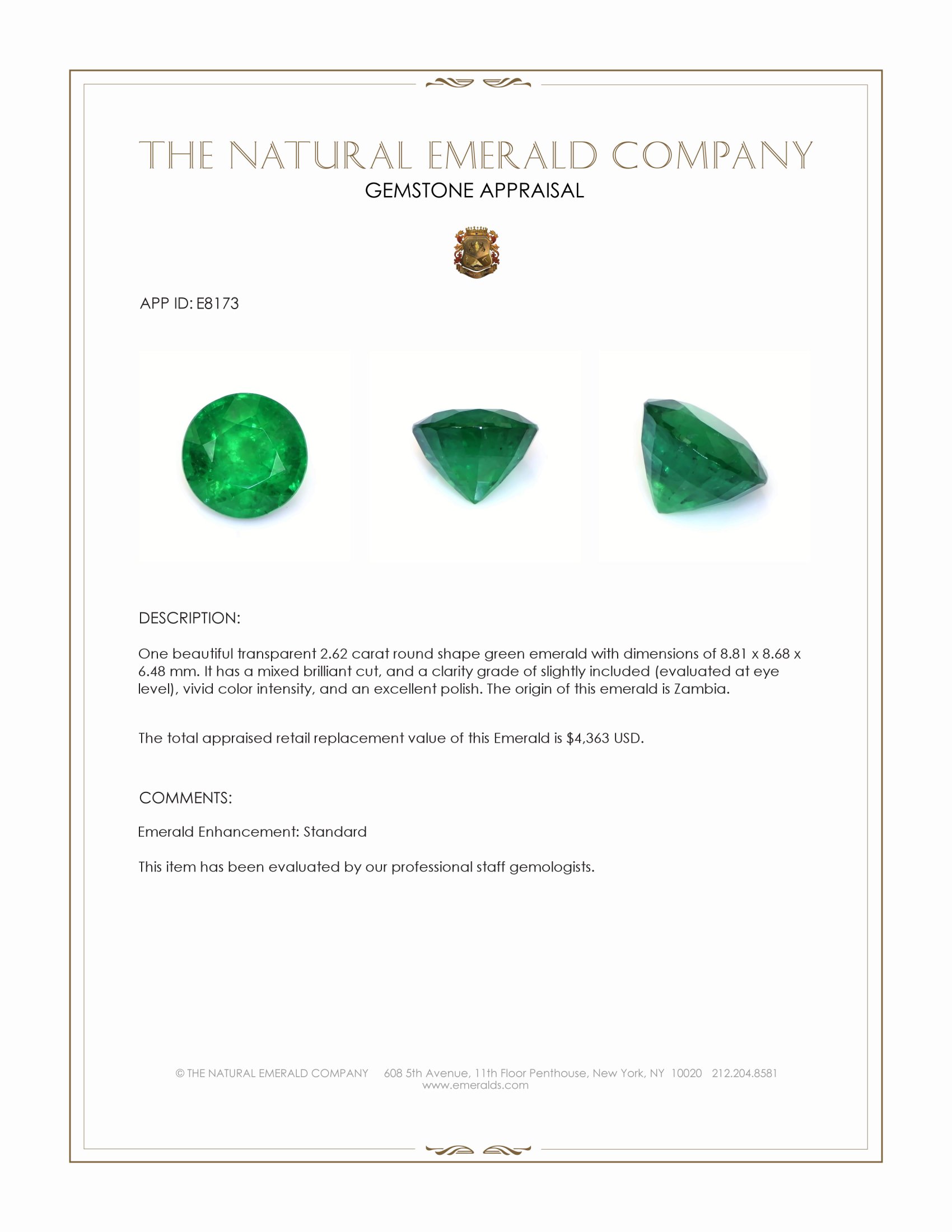 2.62 Ct. Emerald from Zambia