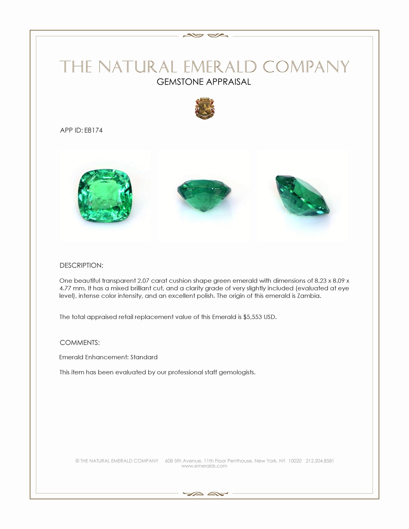 2.07 Ct. Emerald from Zambia