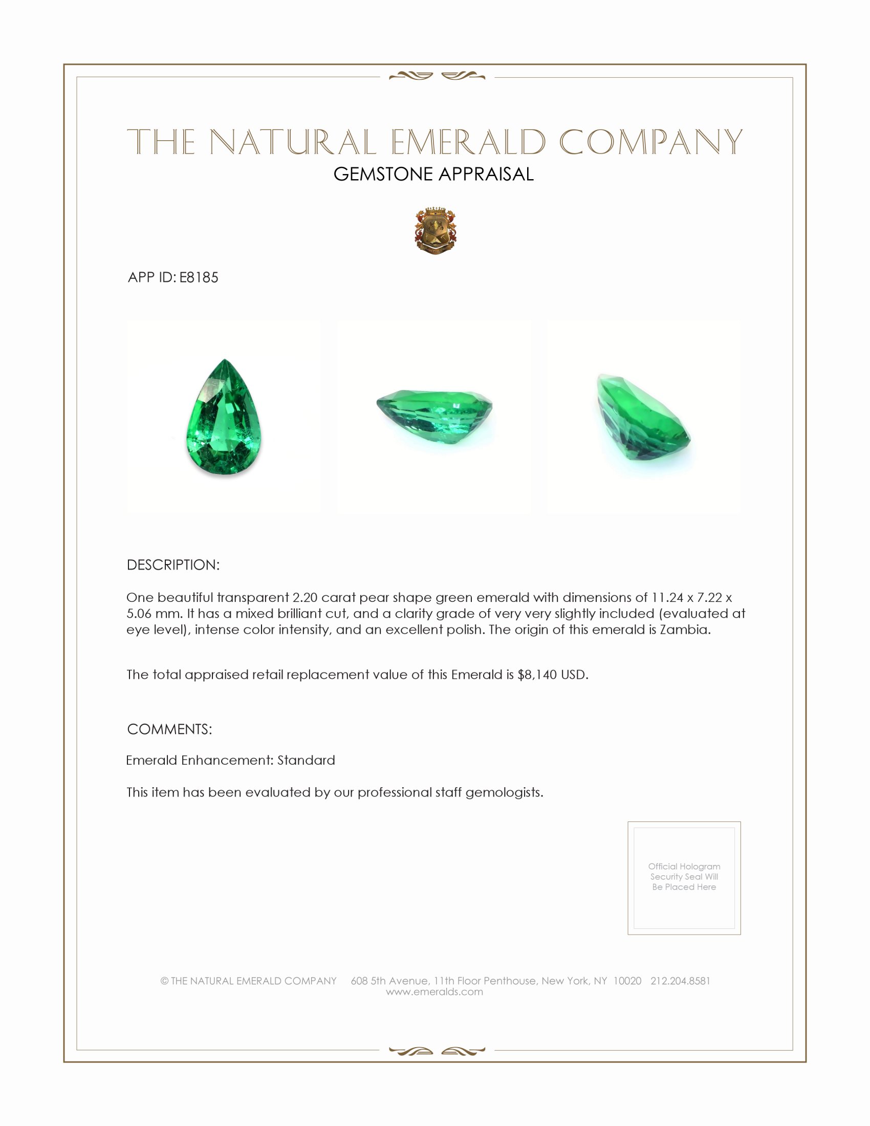 2.20 Ct. Emerald from Zambia