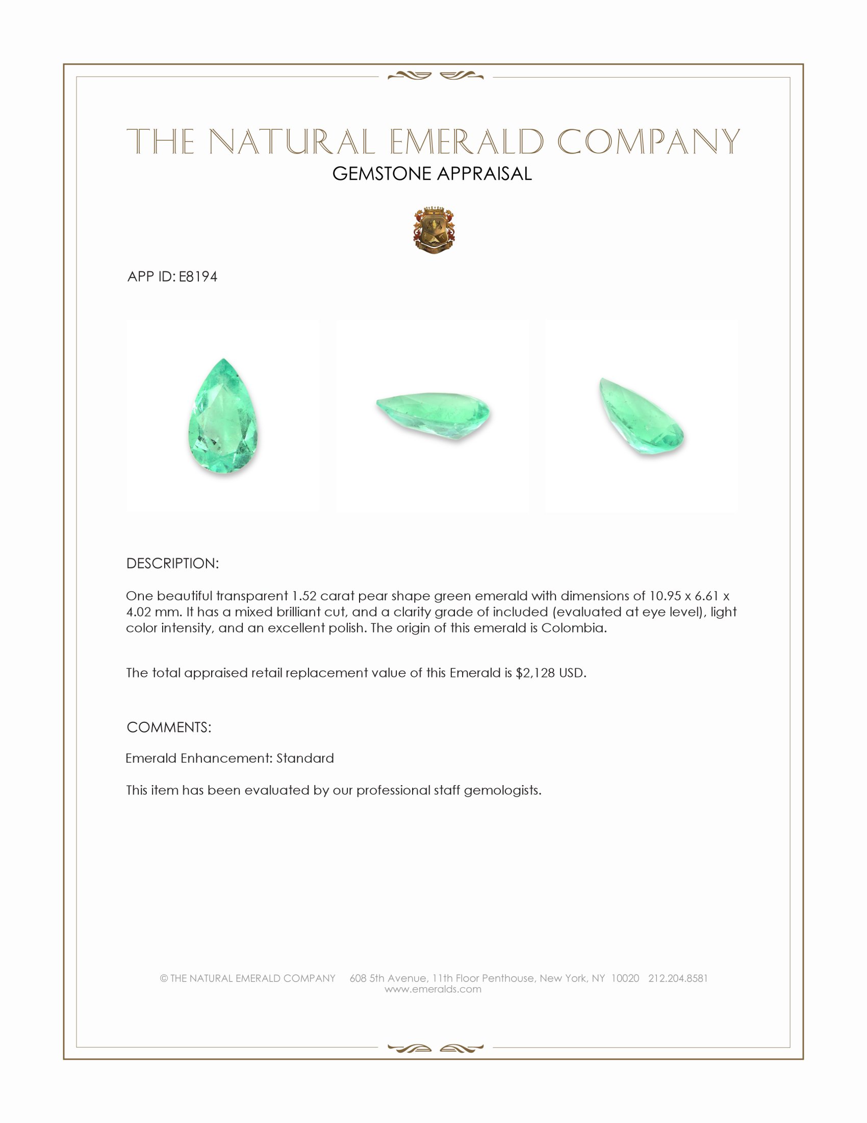 1.52 Ct. Emerald from Colombia