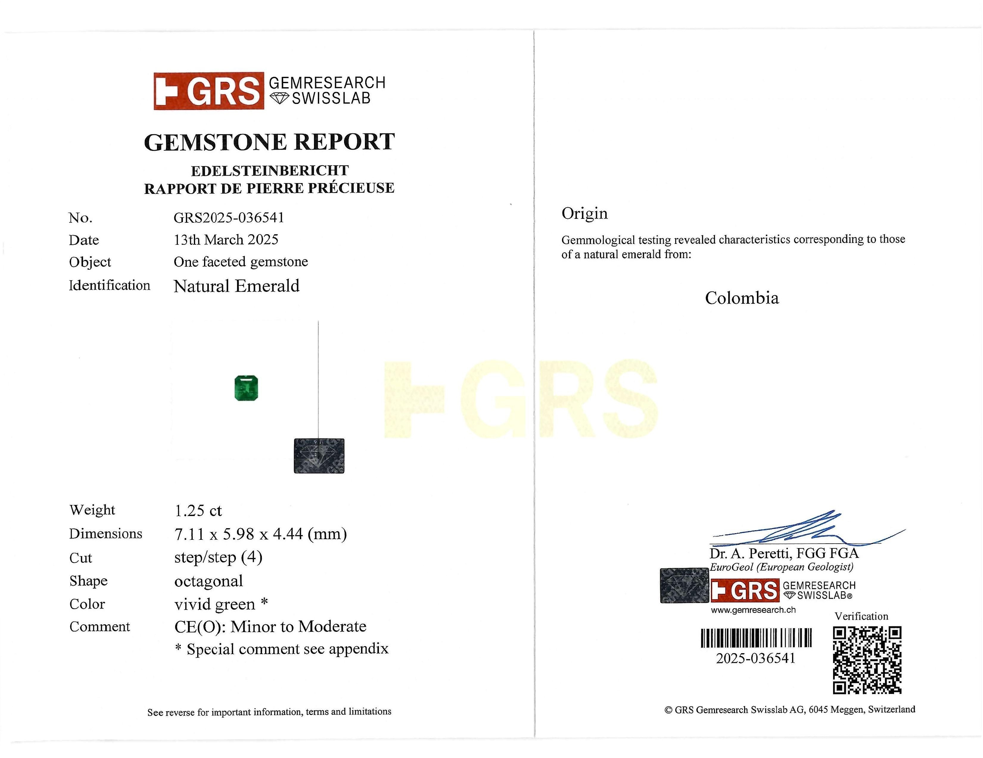 1.25 Ct. Emerald from Colombia
