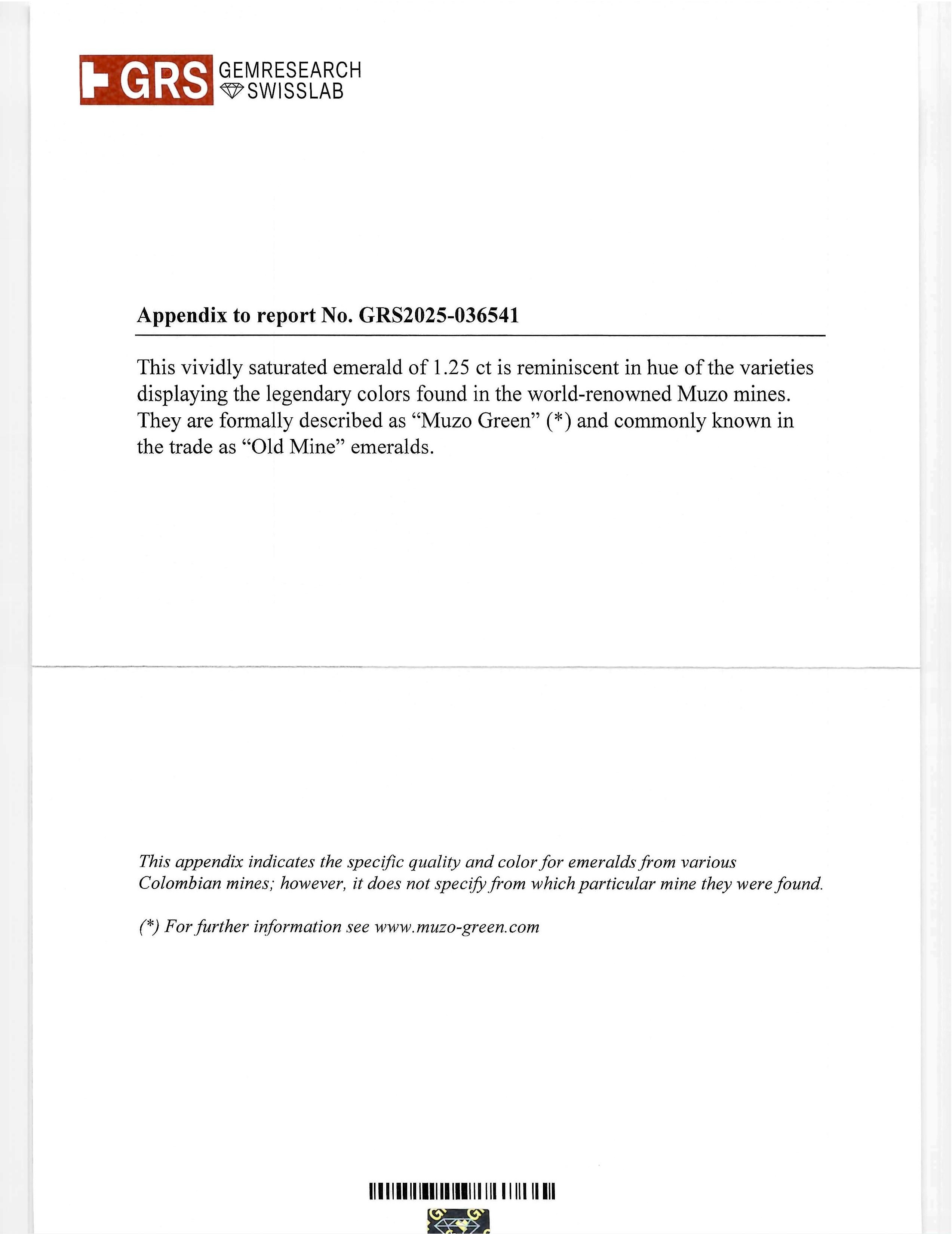 1.25 Ct. Emerald from Colombia