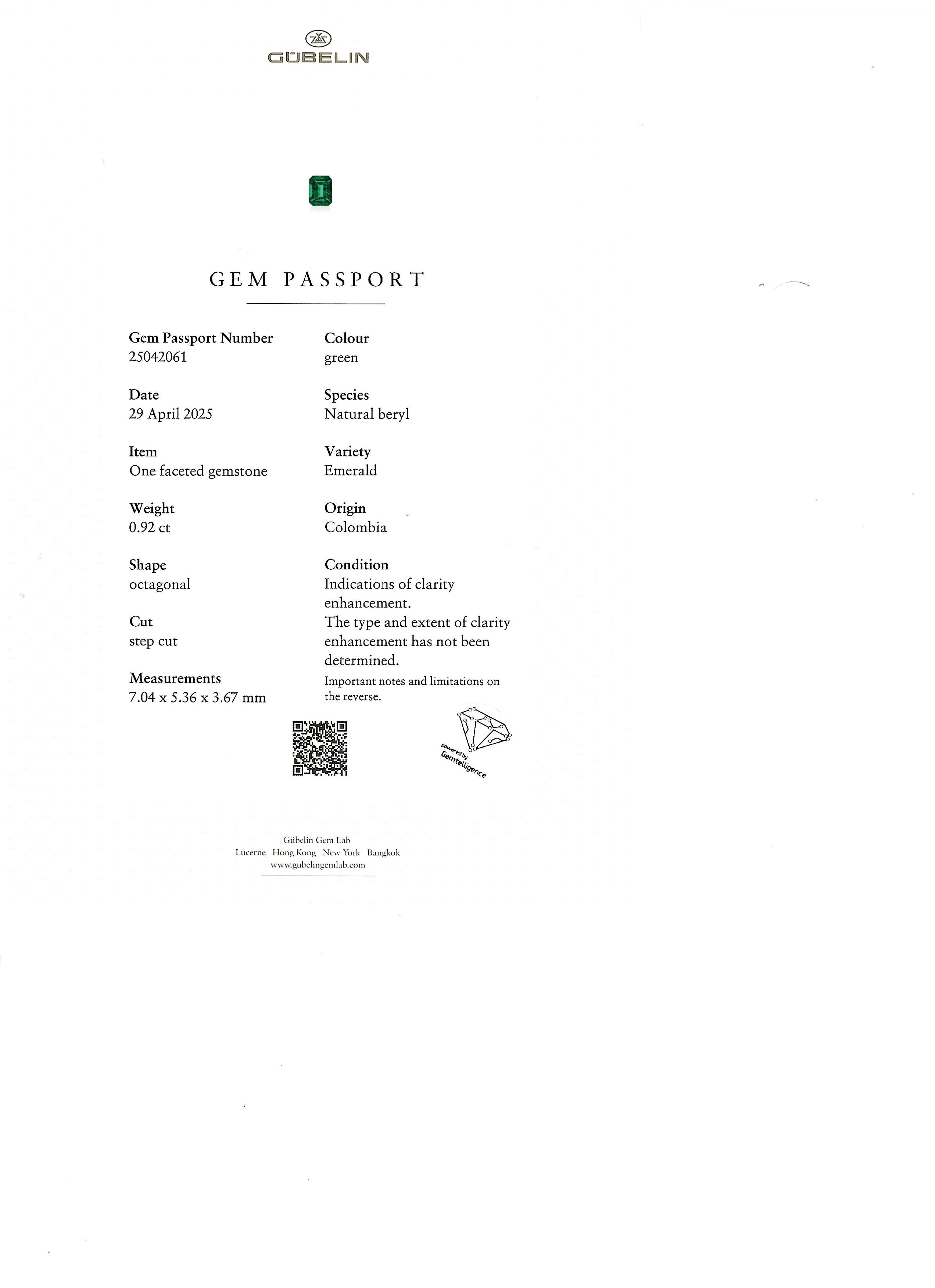 0.92 Ct. Emerald from Colombia