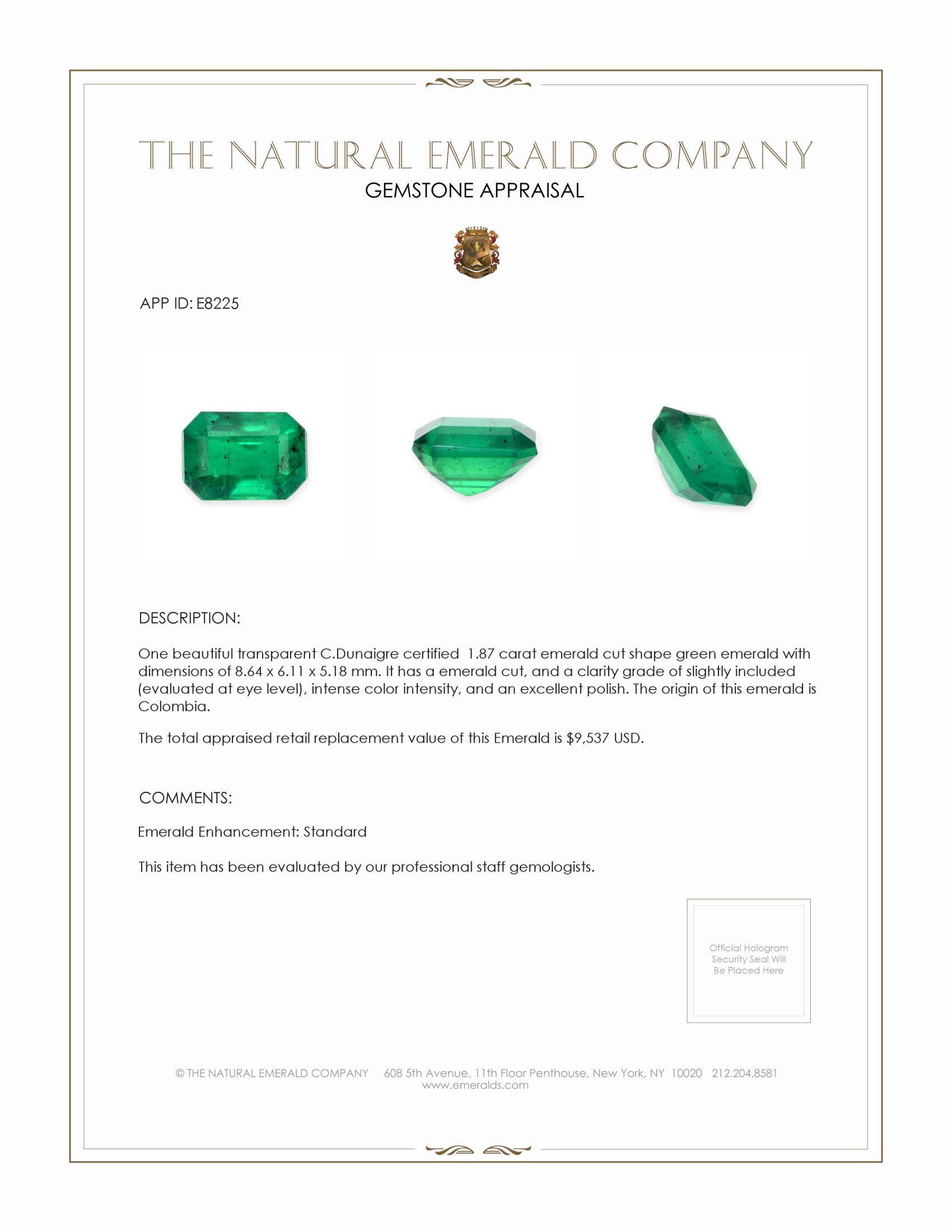 1.87 Ct. Emerald from Colombia - Muzo