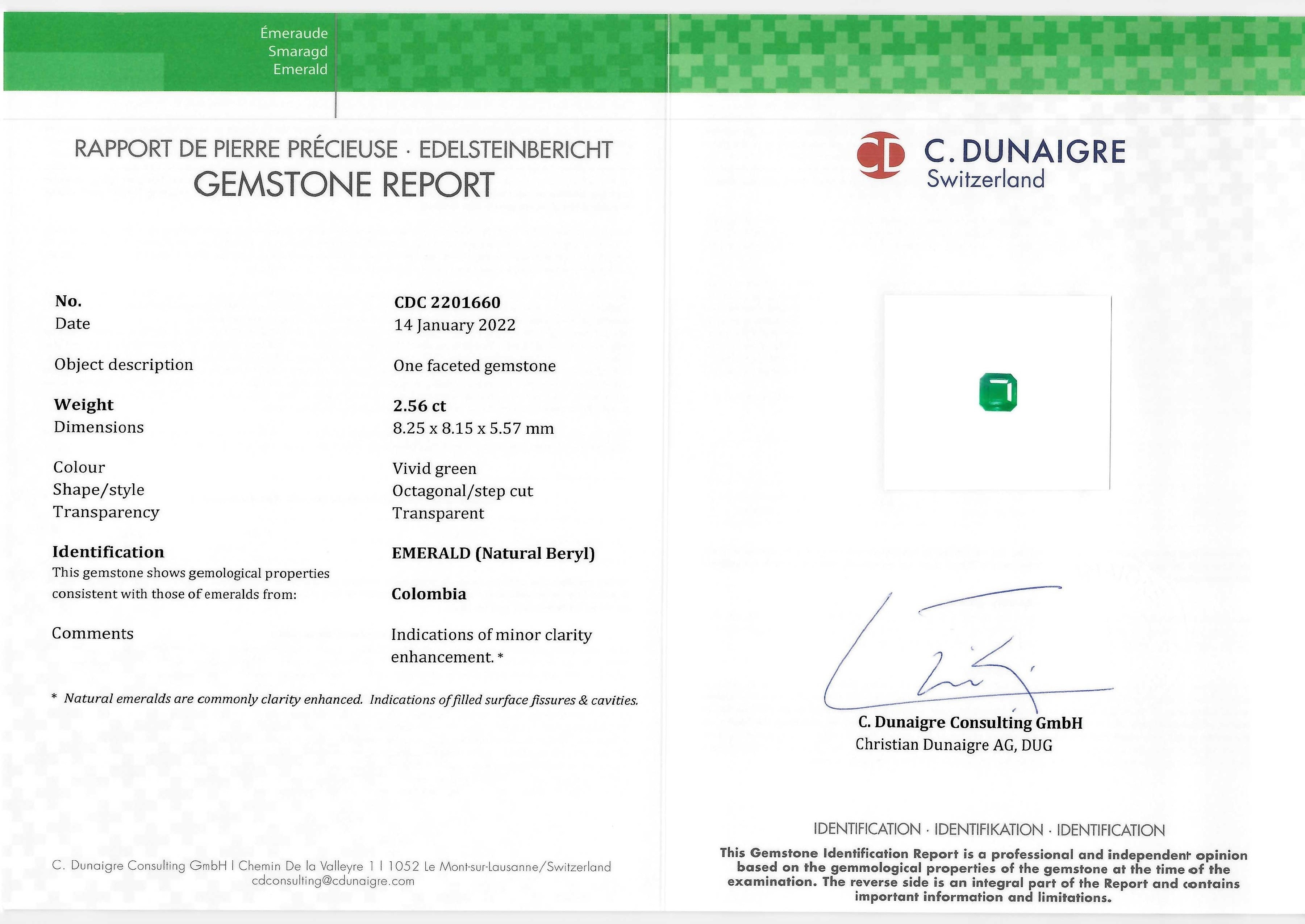 2.56 Ct. Emerald from Colombia