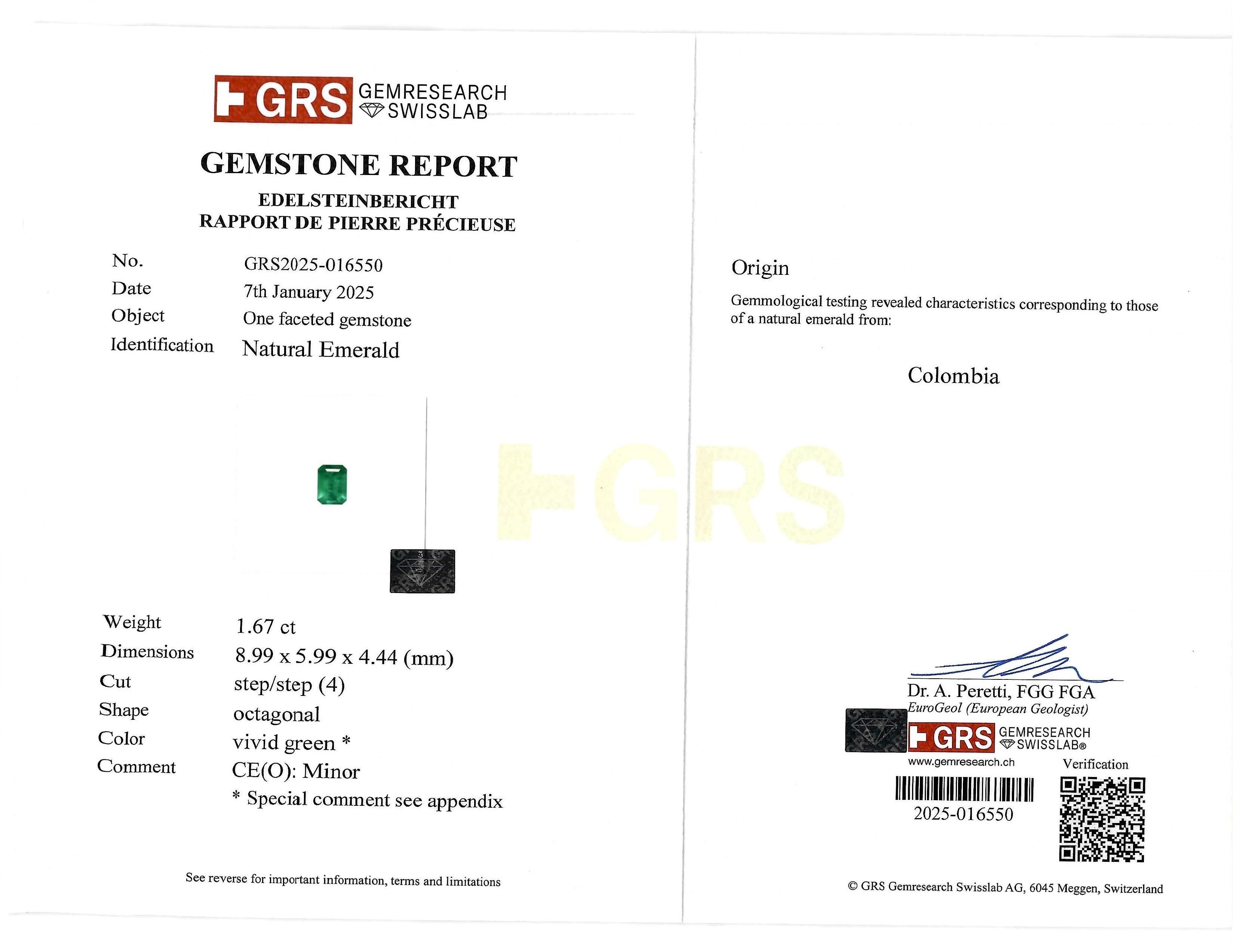 1.67 Ct. Emerald from Colombia