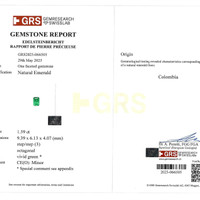1.59 Ct. Emerald from Colombia Scan Report