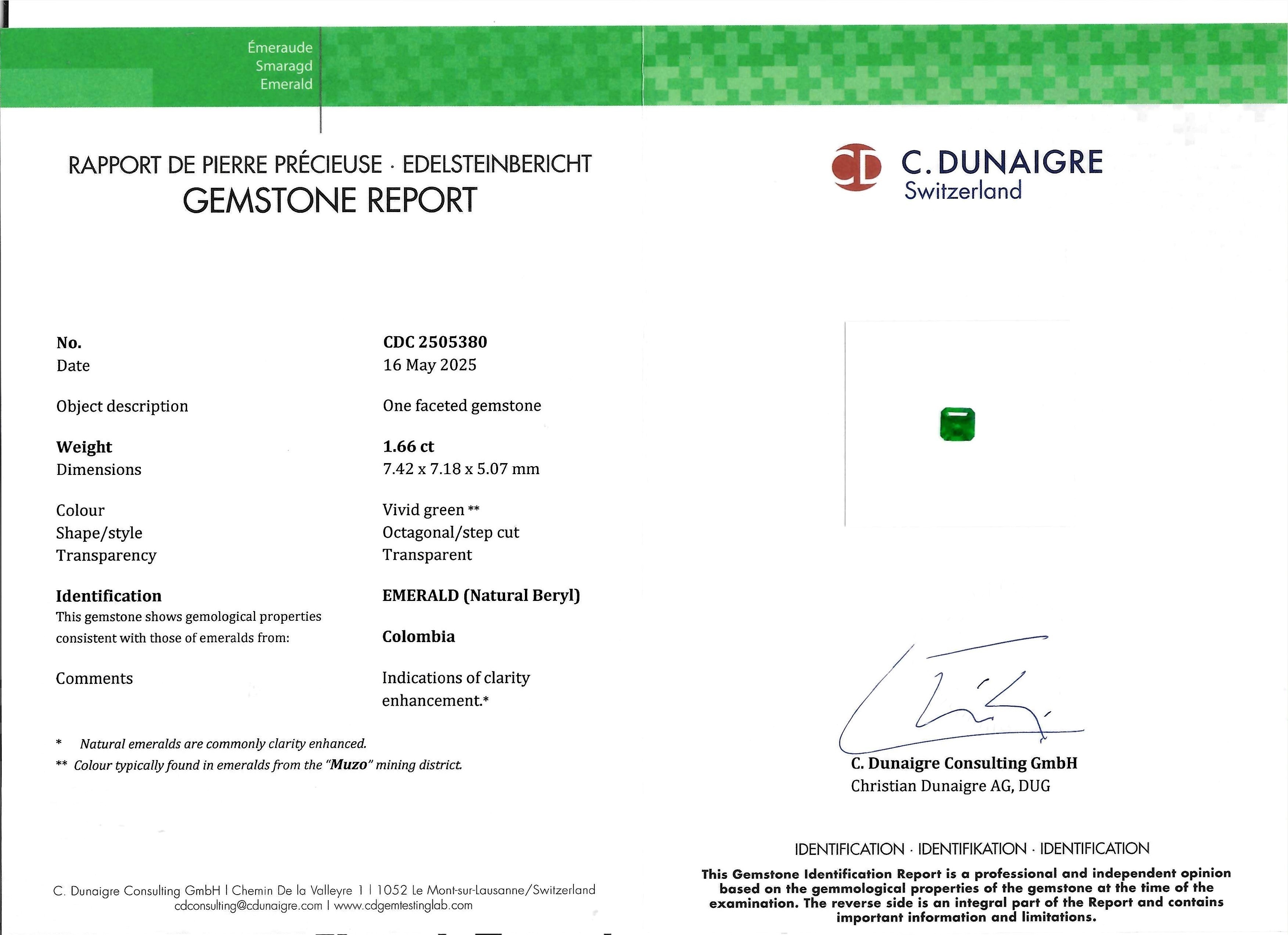 1.66 Ct. Emerald from Colombia - Muzo
