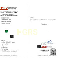 3.89 Ct. Emerald from Colombia Scan Report