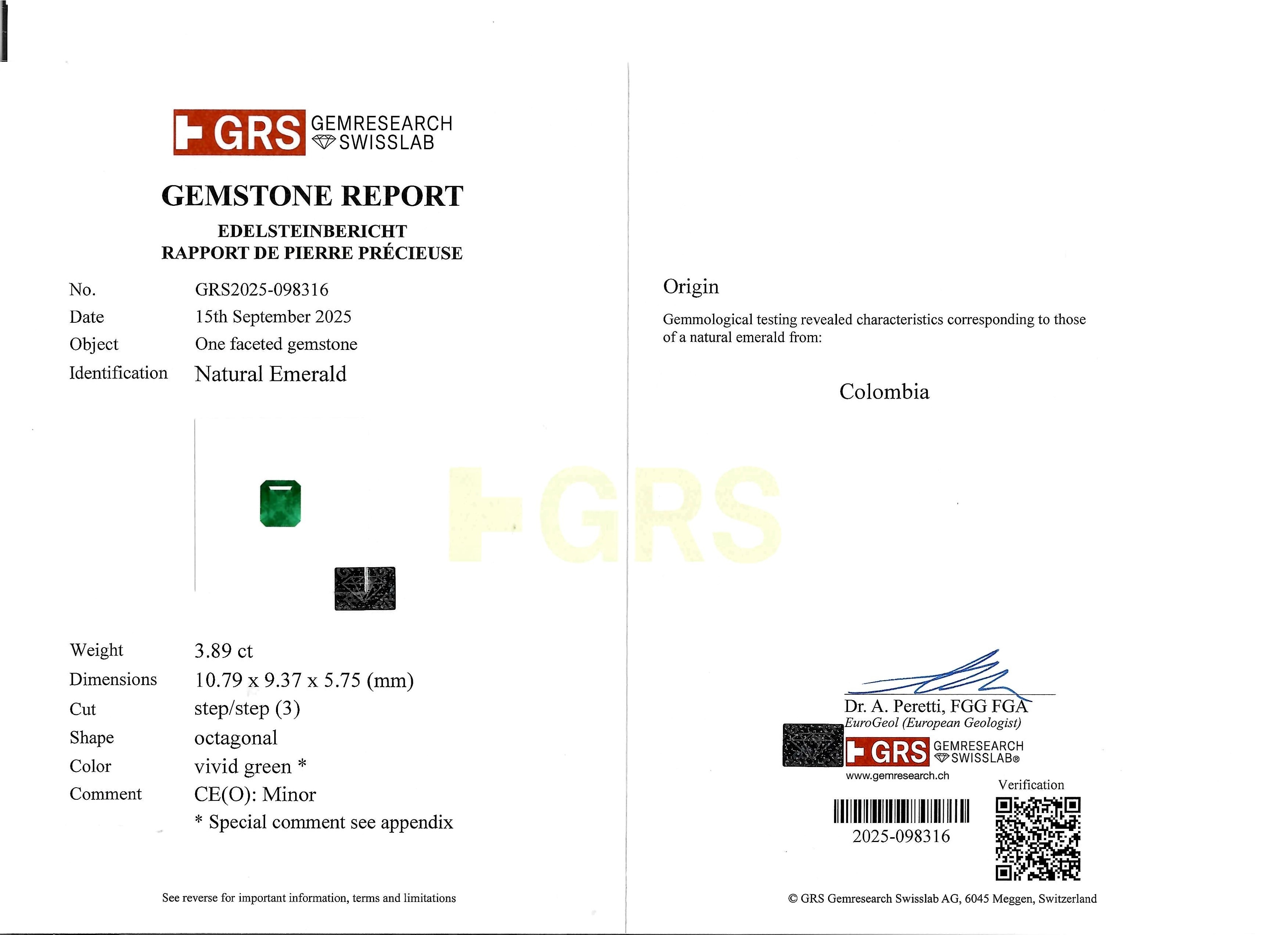 3.89 Ct. Emerald from Colombia