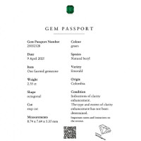 2.35 Ct. Emerald from Colombia Scan Report