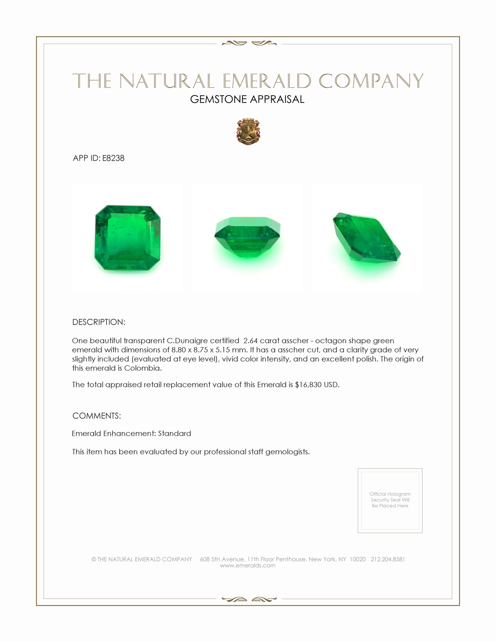 2.64 Ct. Emerald from Colombia