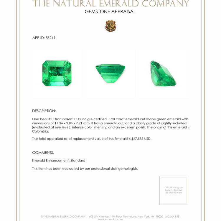 5.20 Ct. Emerald from Colombia