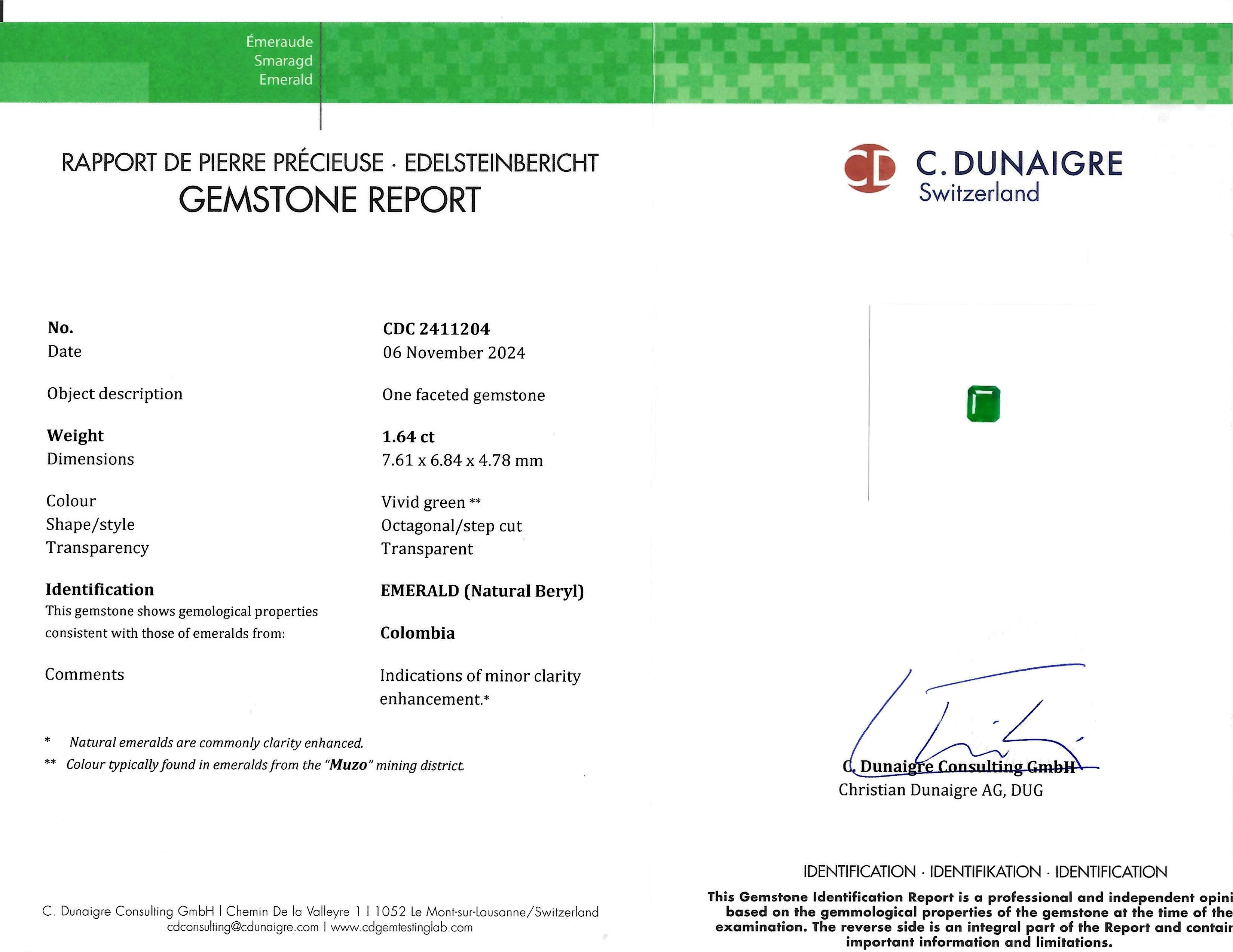 1.64 Ct. Emerald from Colombia