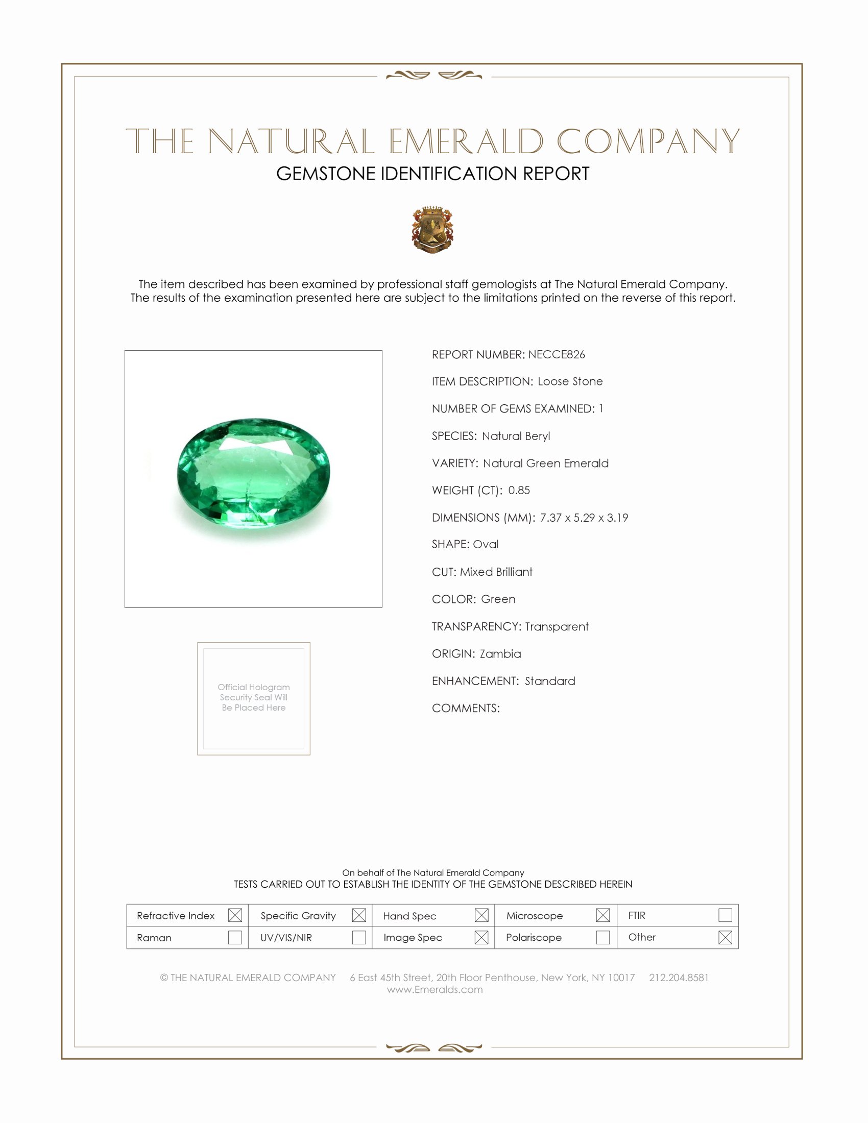 0.85 Ct. Emerald from Zambia