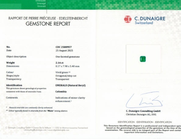 2.14 Ct. Emerald from Colombia