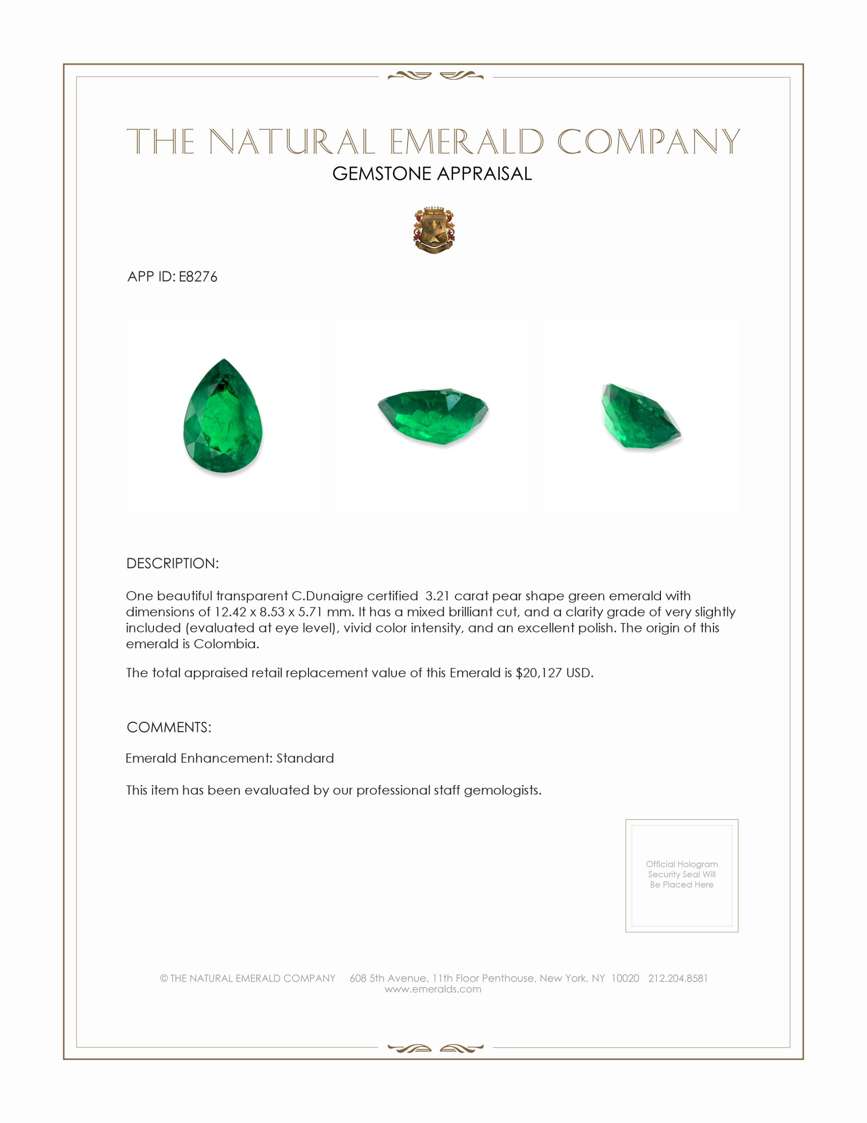 3.21 Ct. Emerald from Colombia