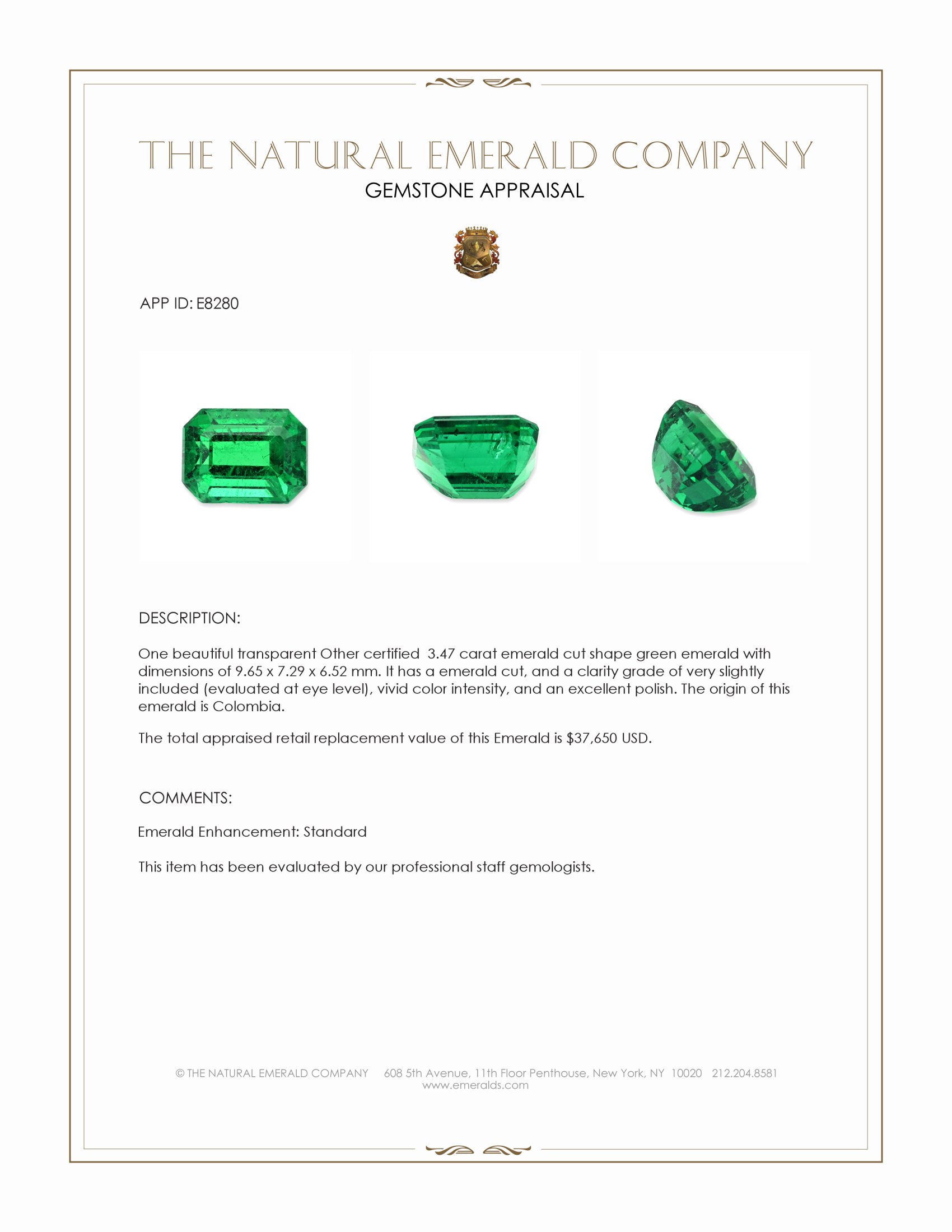 3.47 Ct. Emerald from Colombia