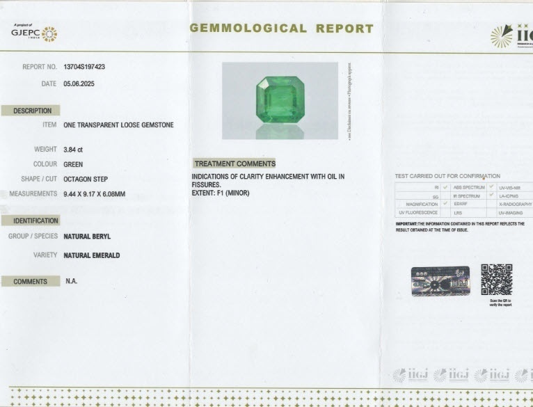 3.84 Ct. Emerald from Zambia