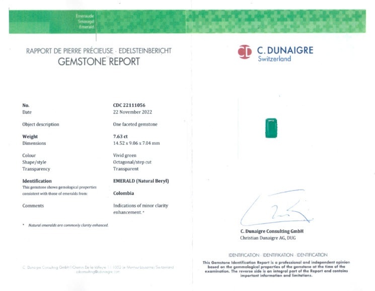 7.63 Ct. Emerald from Colombia