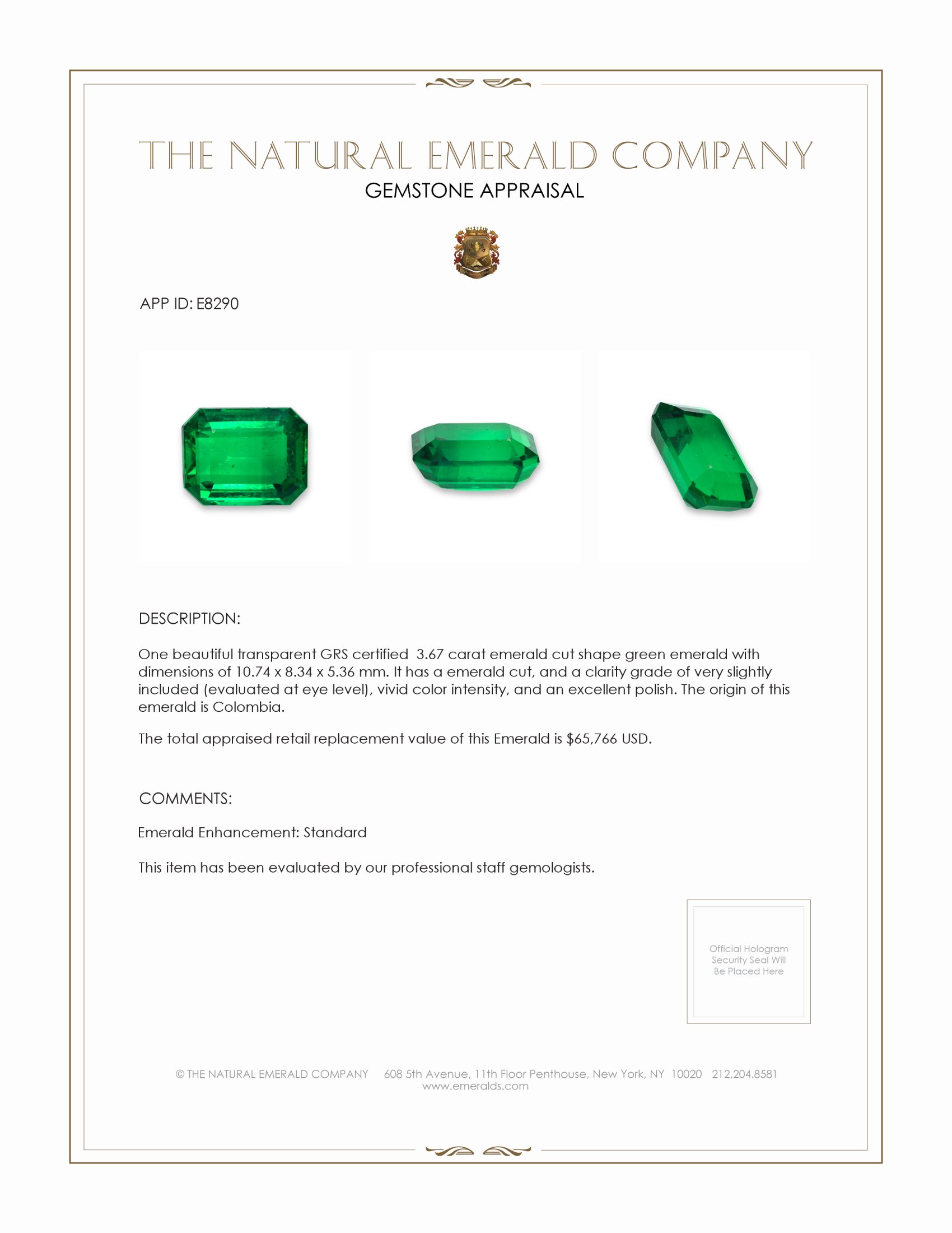 3.67 Ct. Emerald from Colombia