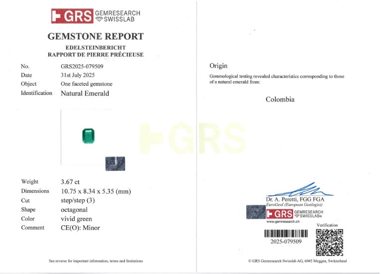 3.67 Ct. Emerald from Colombia