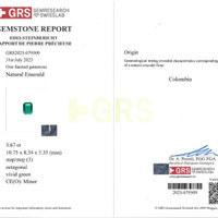 3.67 Ct. Emerald from Colombia Scan Report