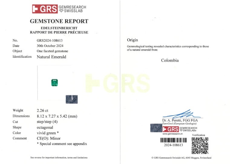 2.26 Ct. Emerald from Colombia