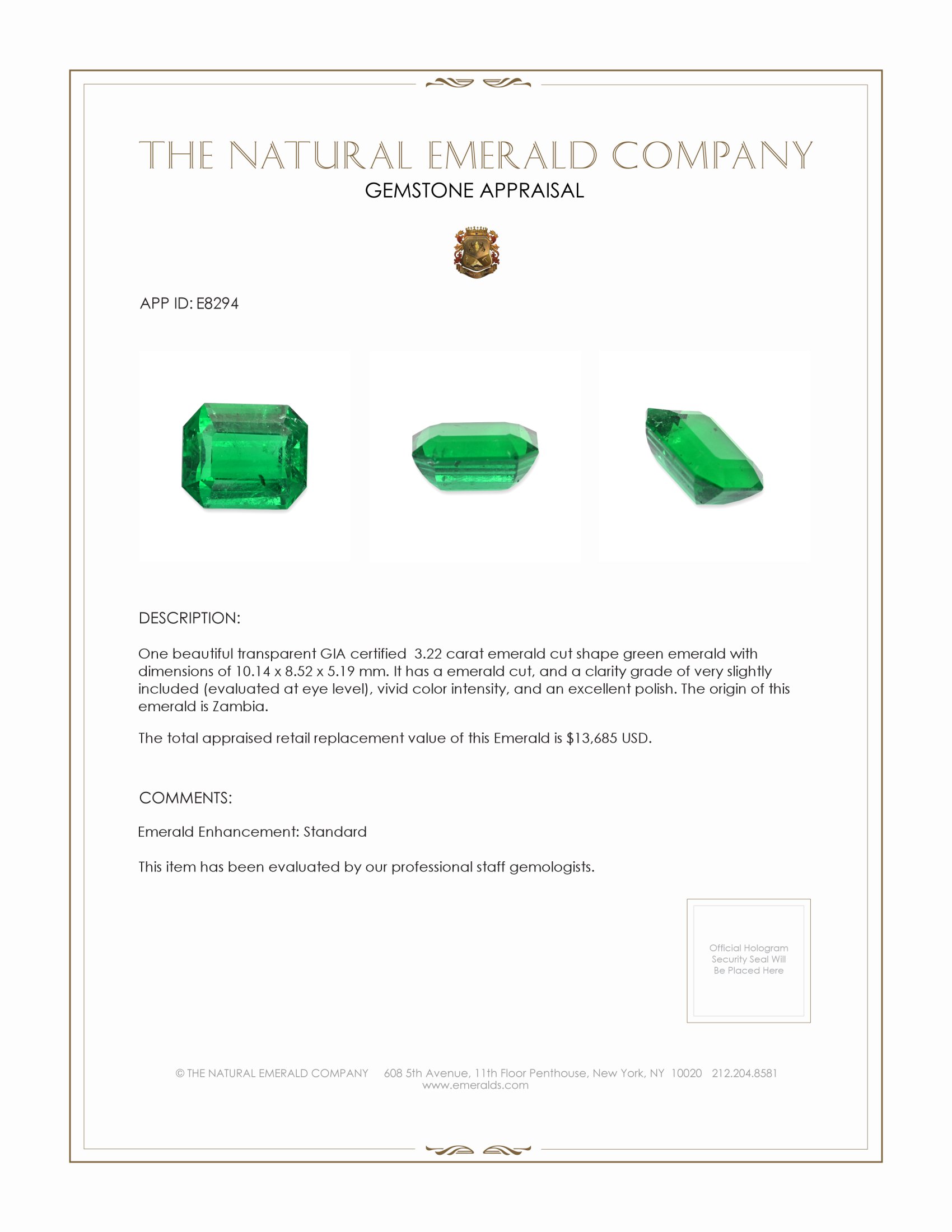 3.22 Ct. Emerald from Zambia