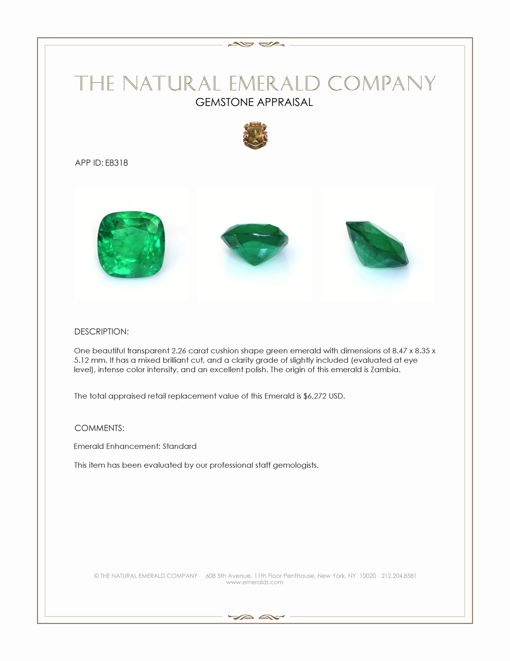 2.26 Ct. Emerald from Zambia