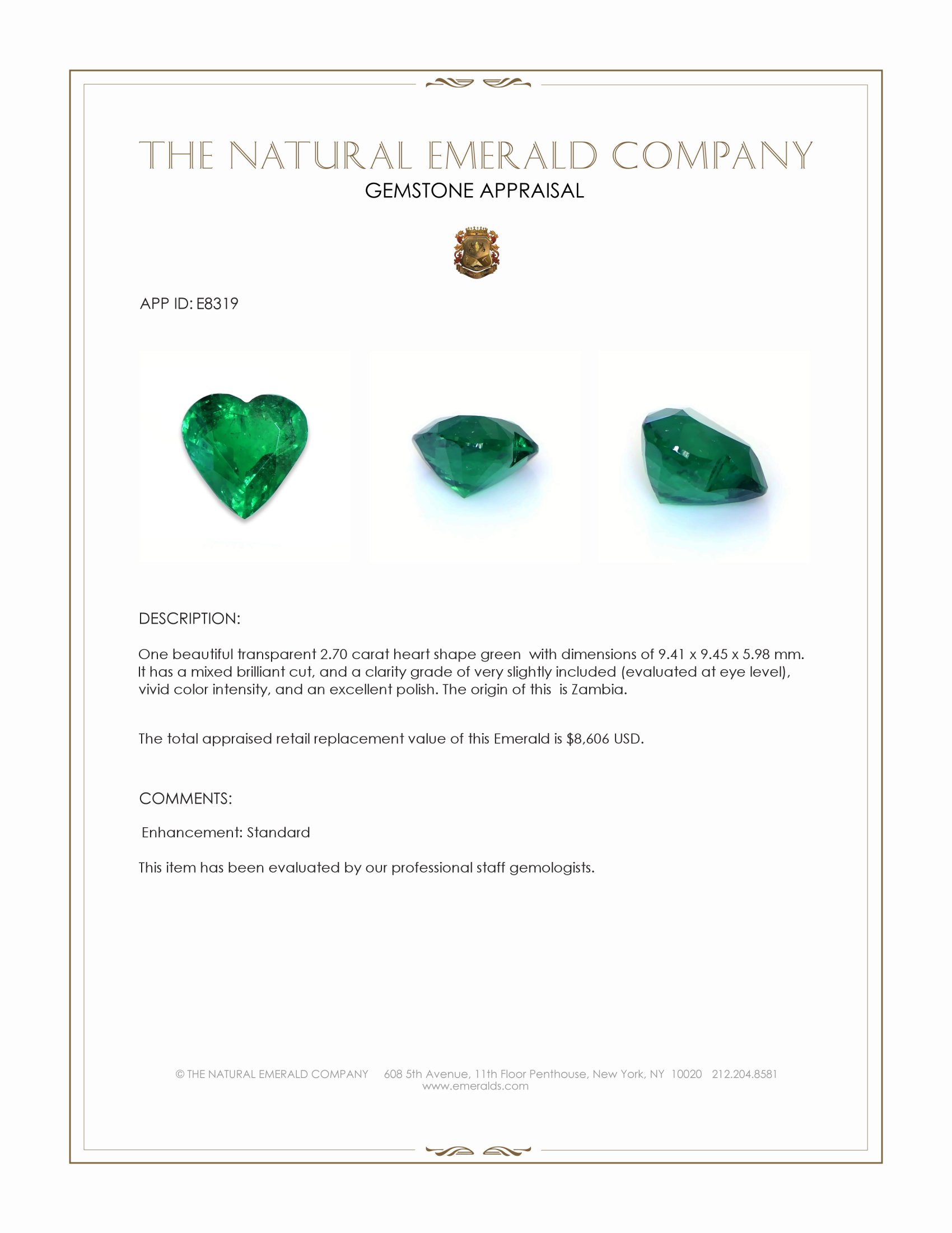 2.70 Ct. Emerald from Zambia