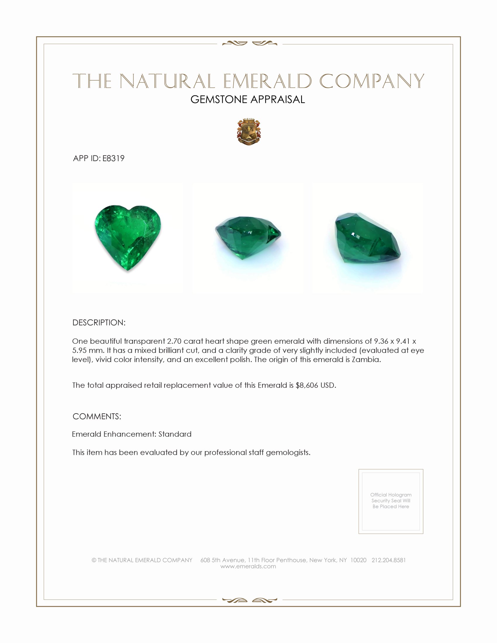 2.70 Ct. Emerald from Zambia