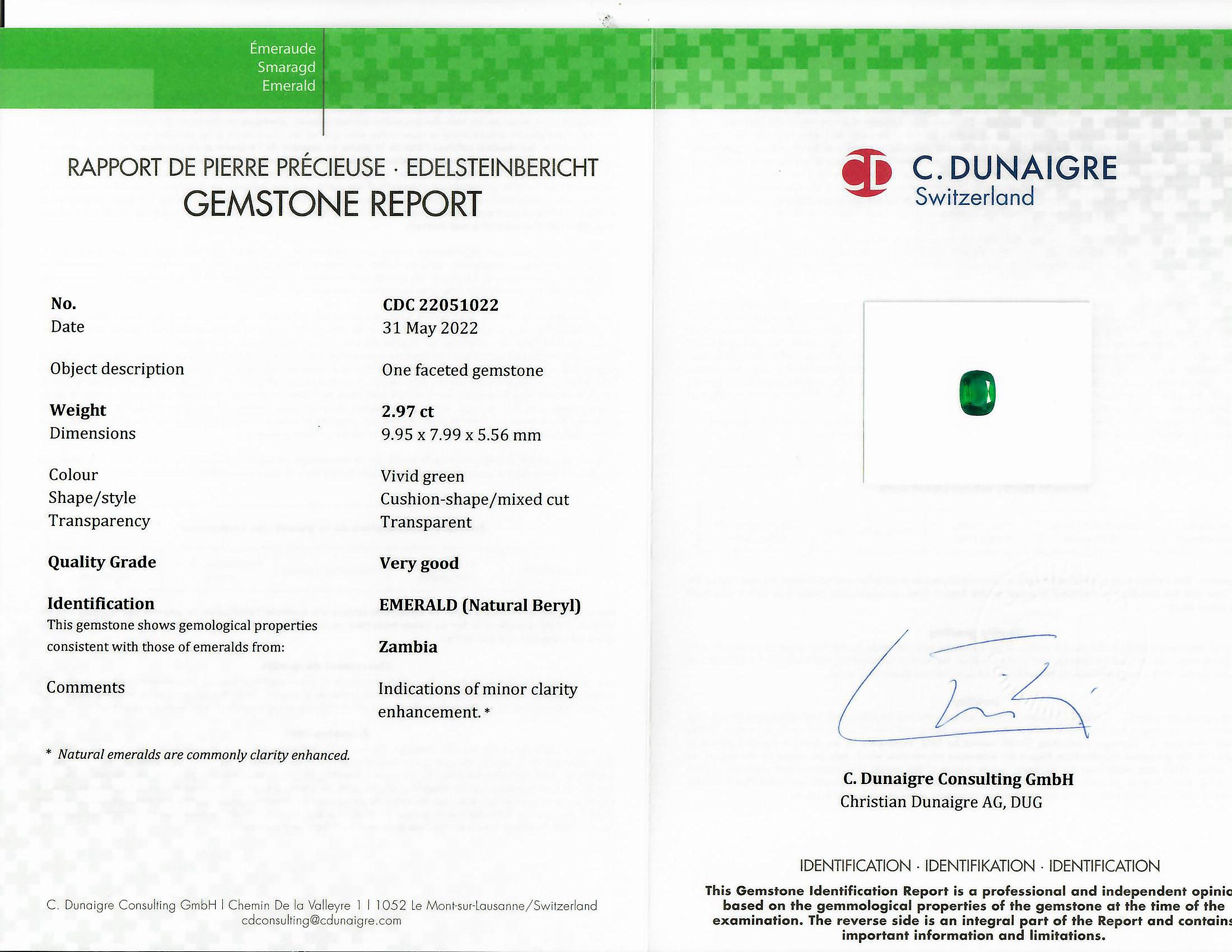 2.97 Ct. Emerald from Zambia