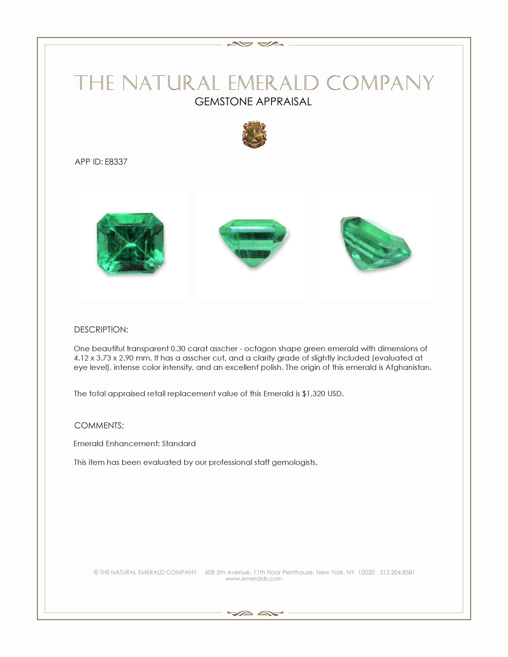 0.30 Ct. Emerald from Afghanistan