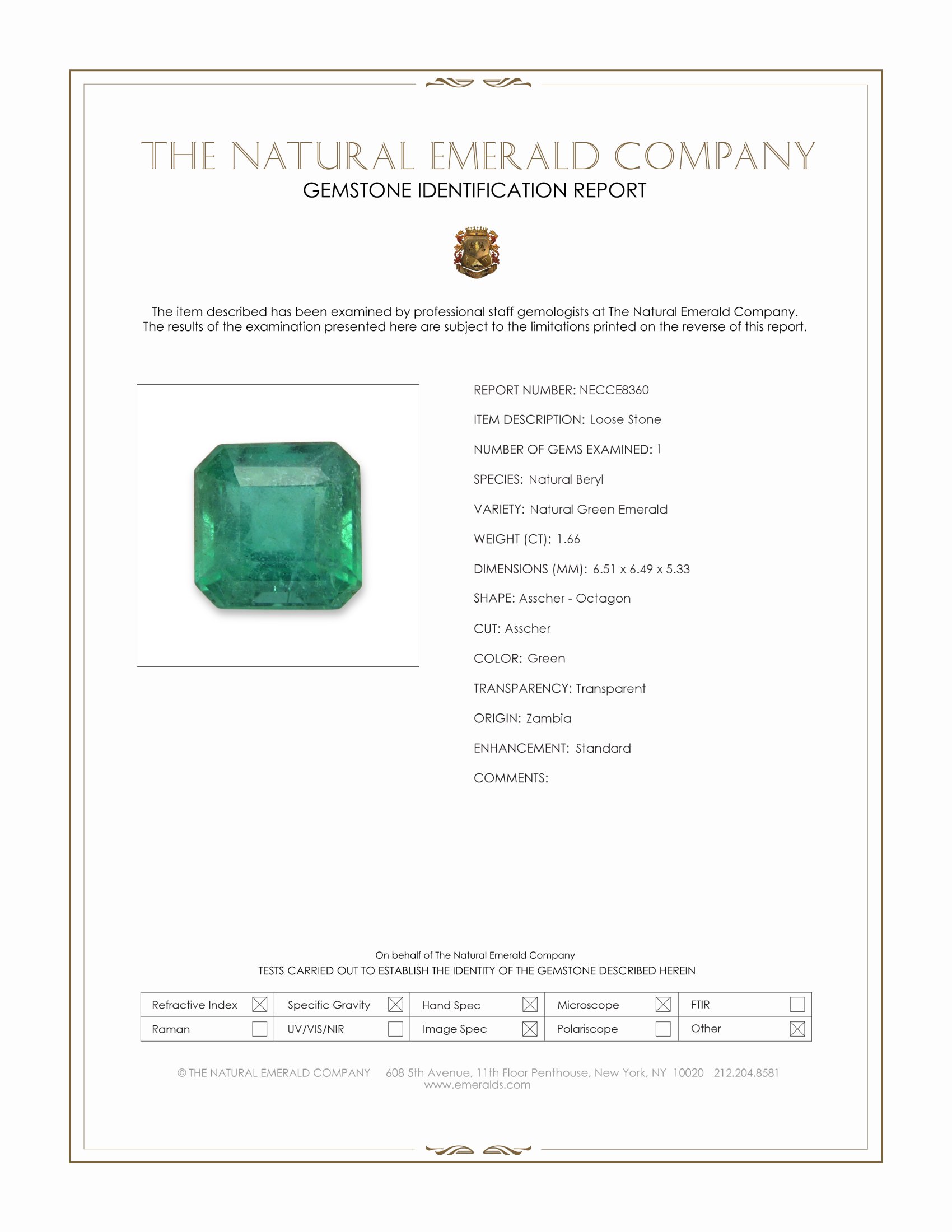 1.66 Ct. Emerald from Zambia