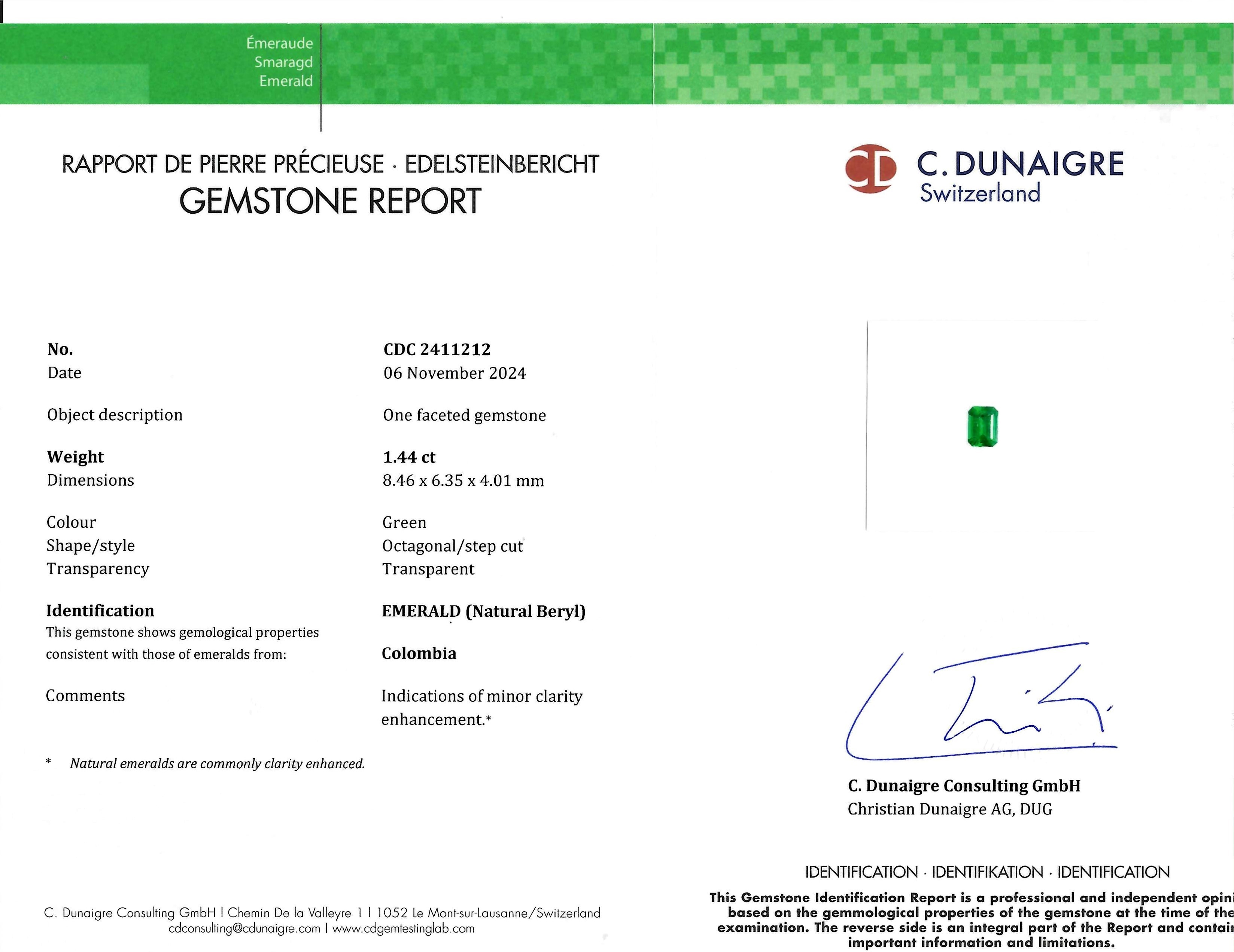 1.44 Ct. Emerald from Colombia