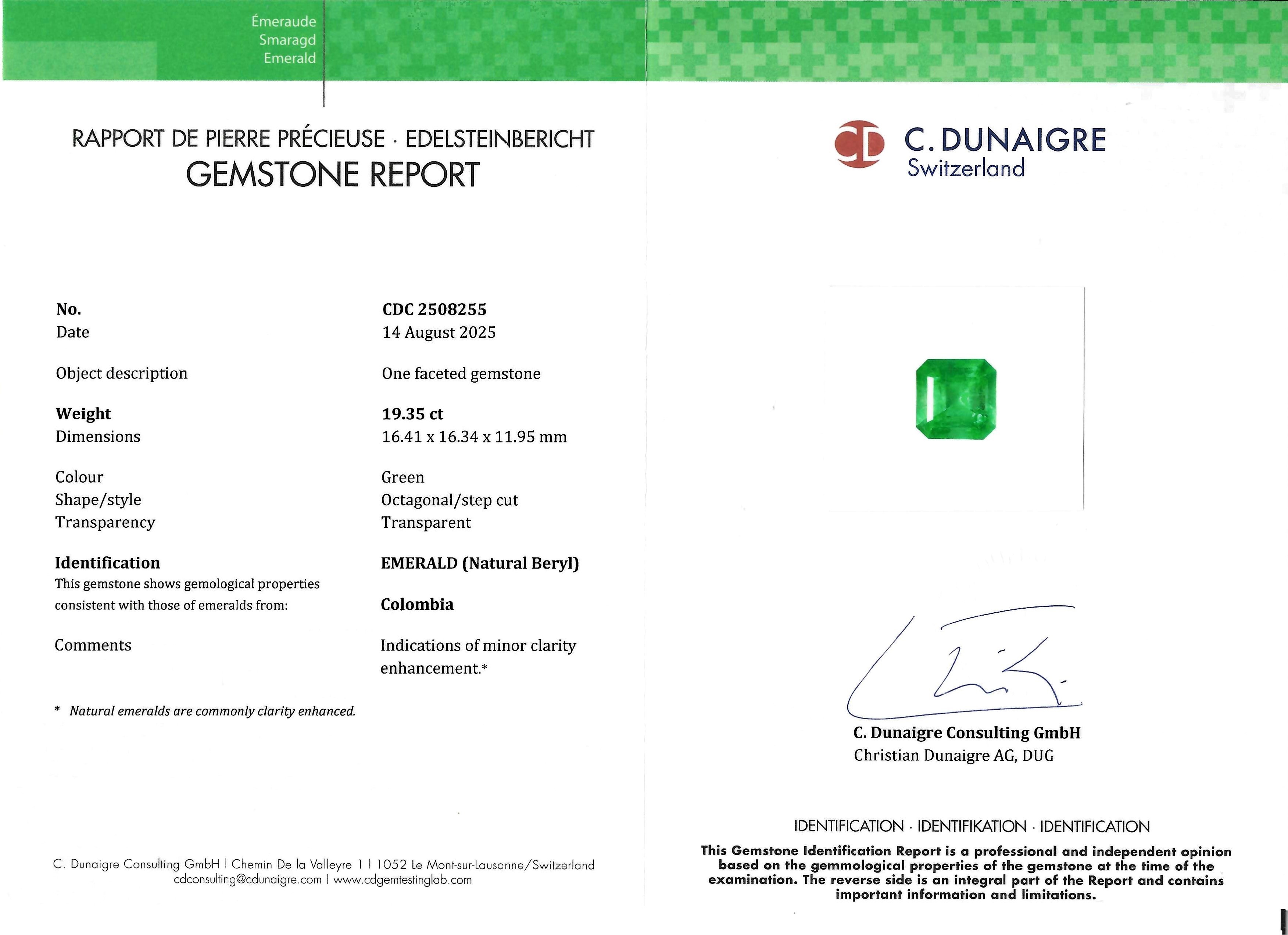 19.36 Ct. Emerald from Colombia