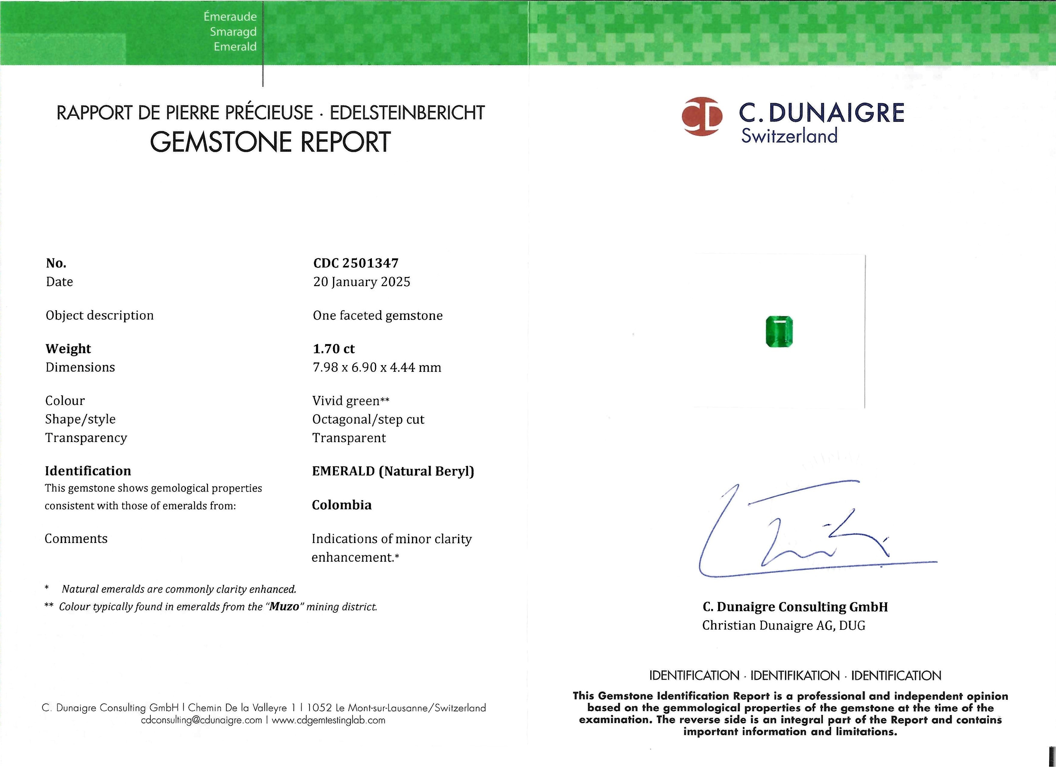 1.70 Ct. Emerald from Colombia