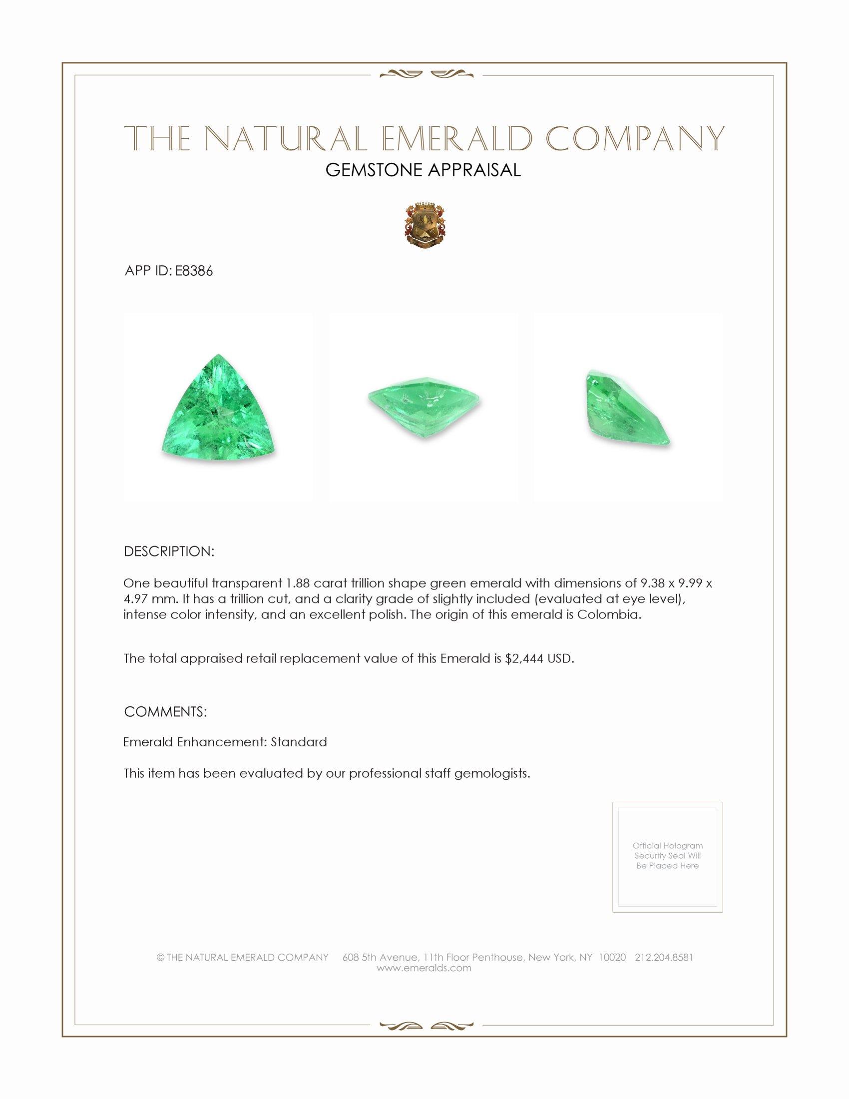 1.88 Ct. Emerald from Colombia