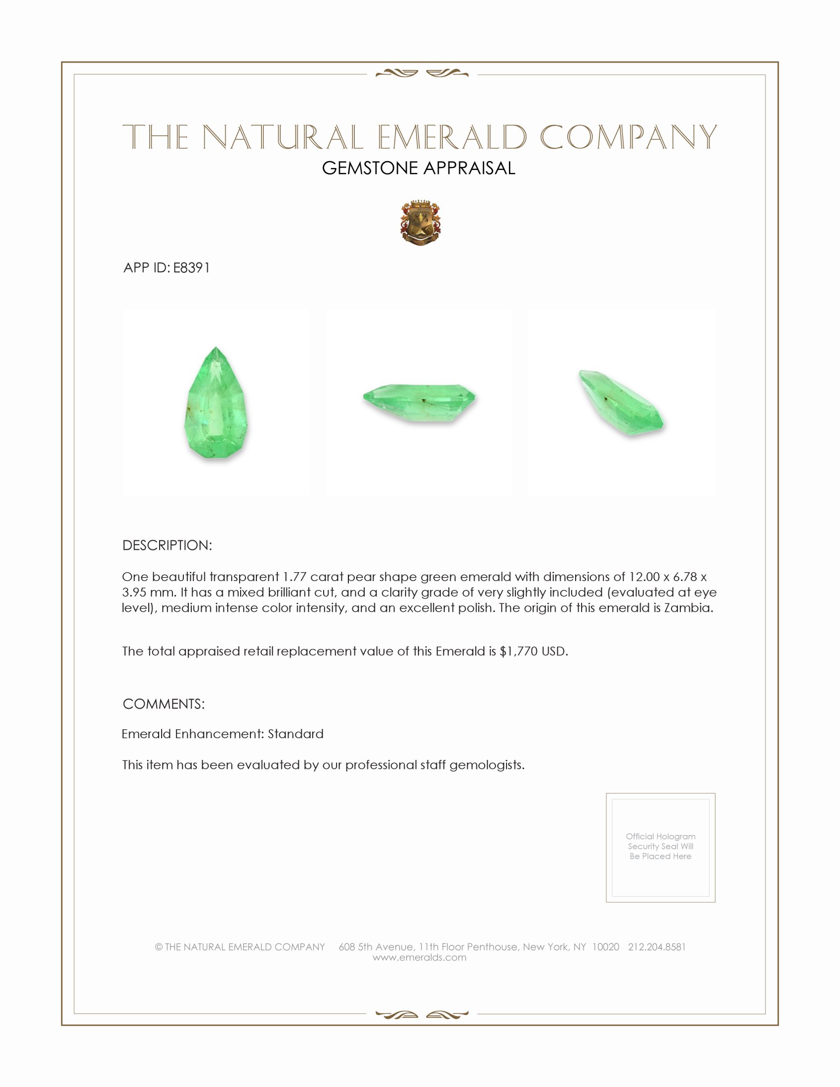 1.77 Ct. Emerald from Colombia