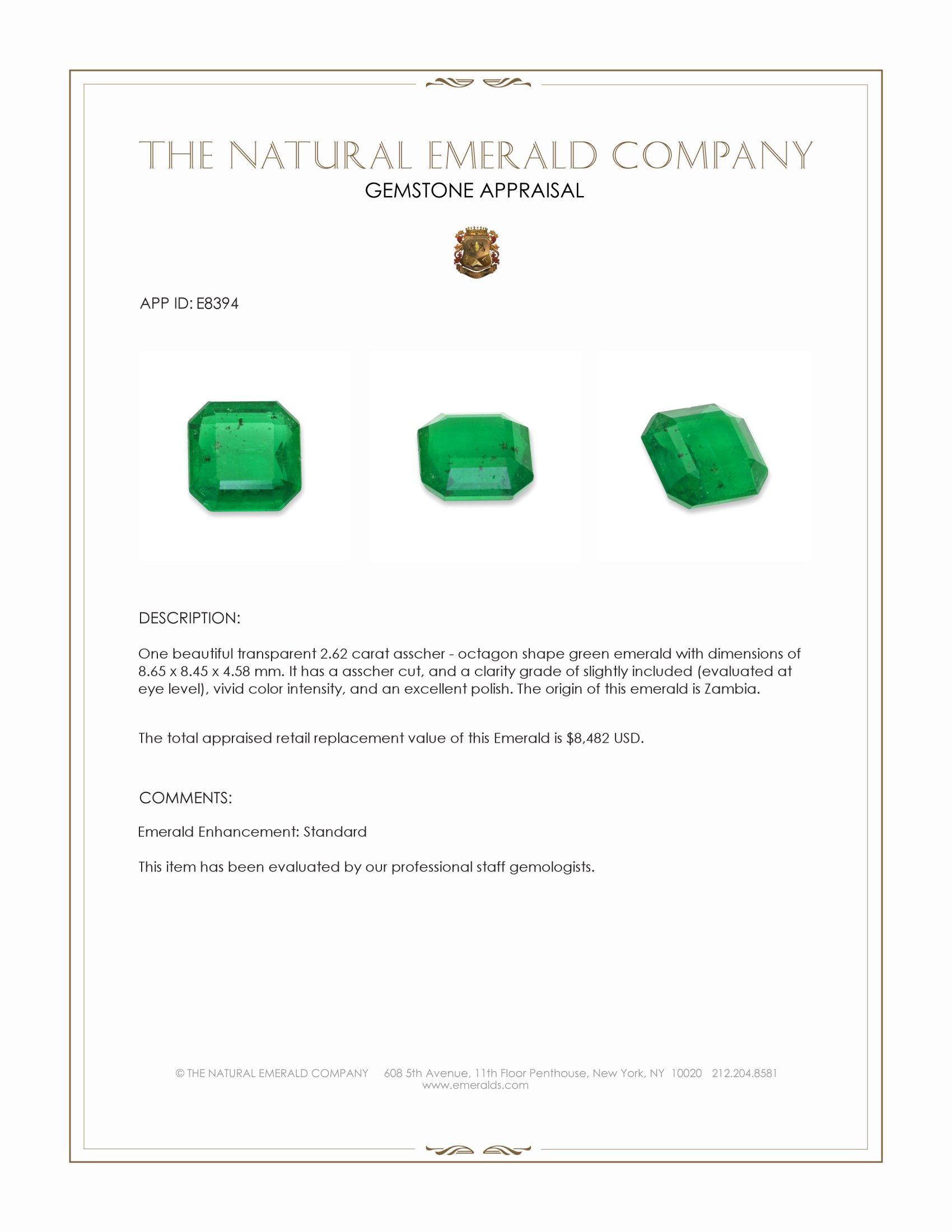 2.62 Ct. Emerald from Zambia