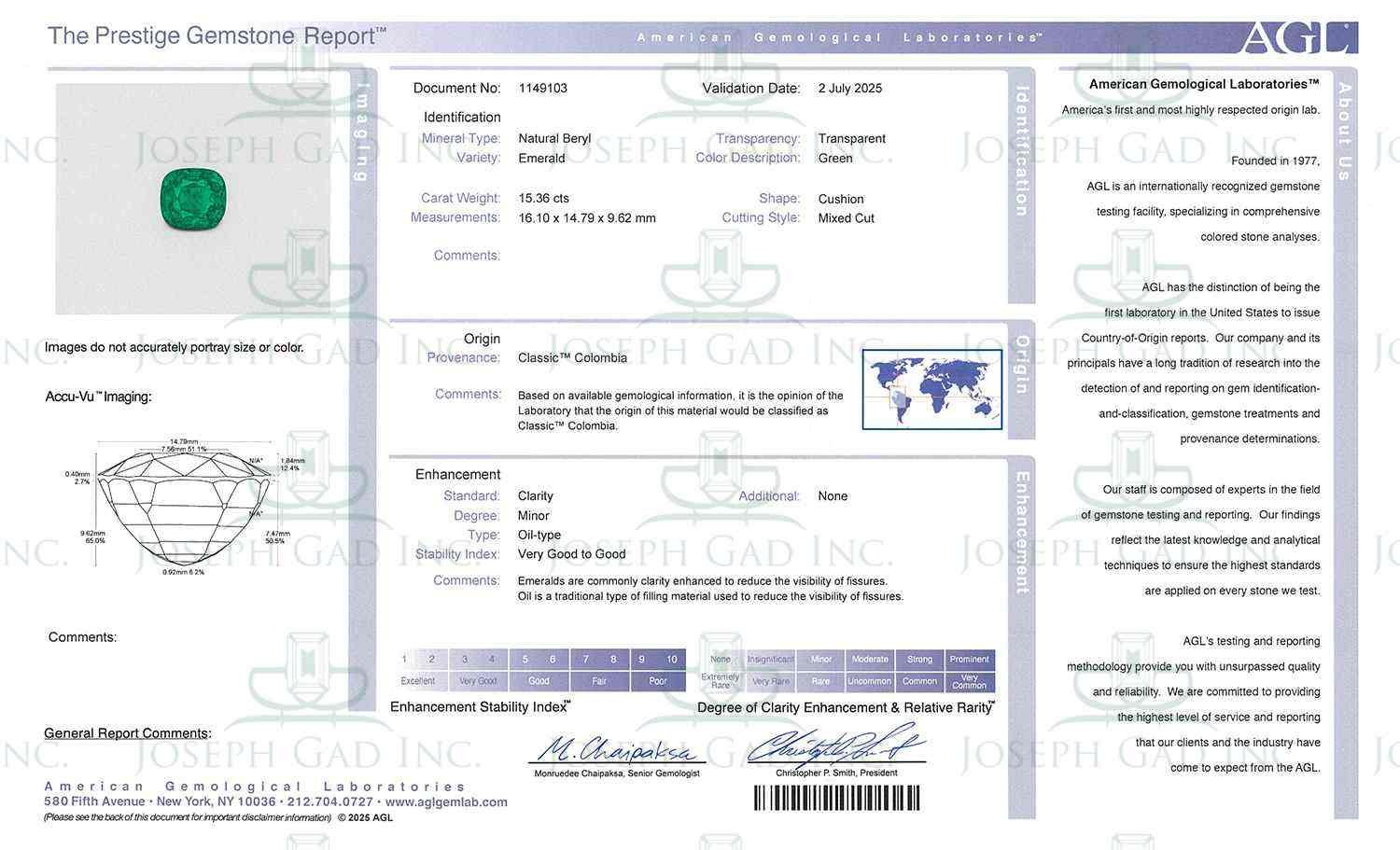 15.36 Ct. Emerald from Colombia