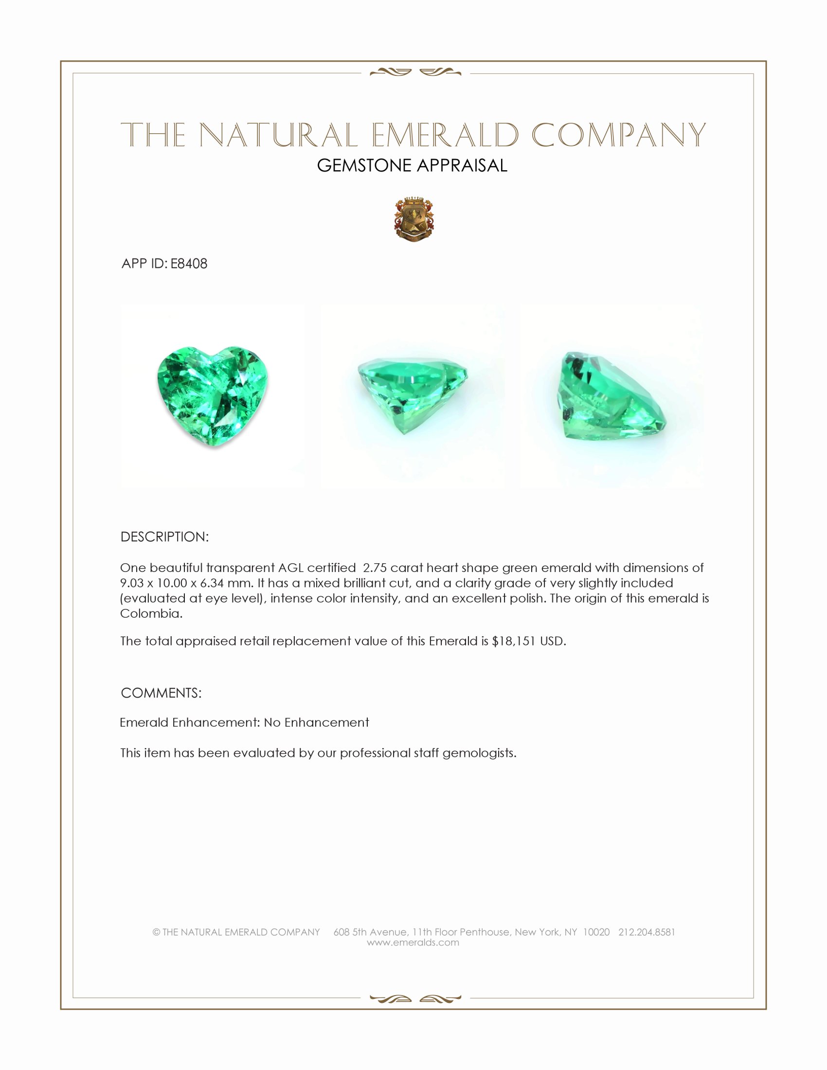 2.75 Ct. Emerald from Colombia