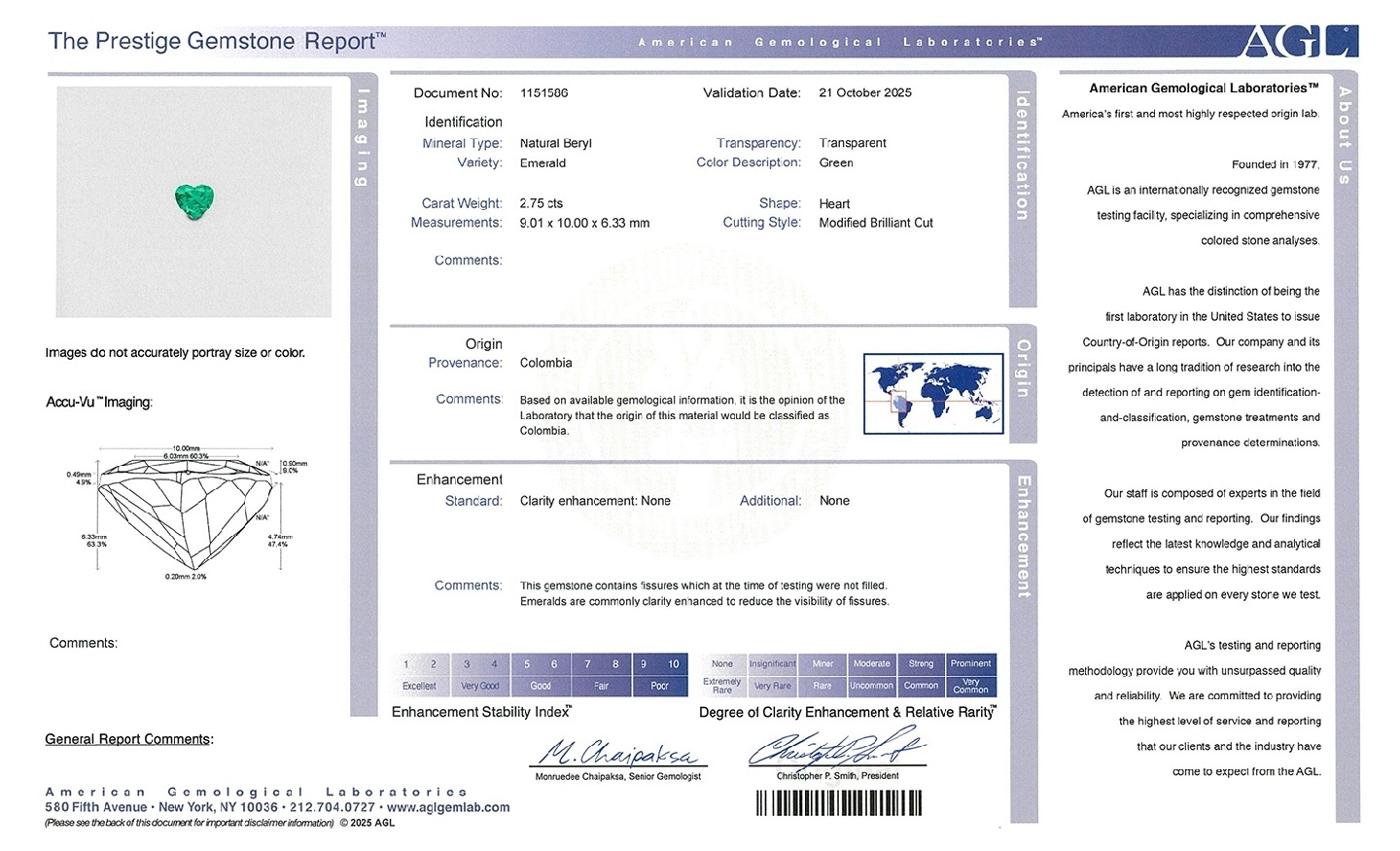 2.75 Ct. Emerald from Colombia