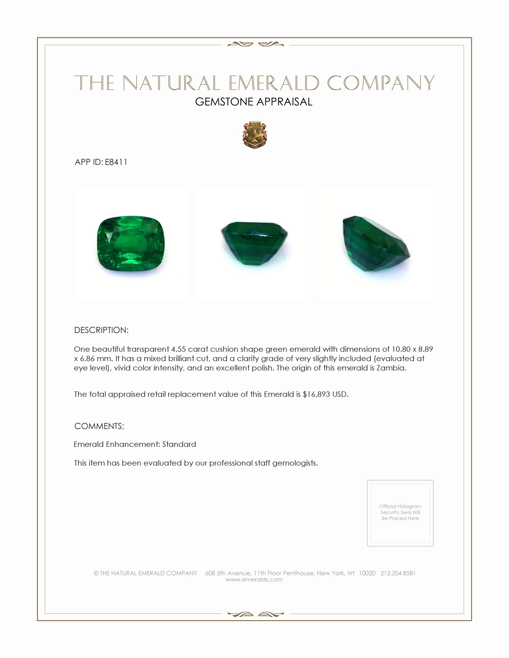 4.55 Ct. Emerald from Zambia