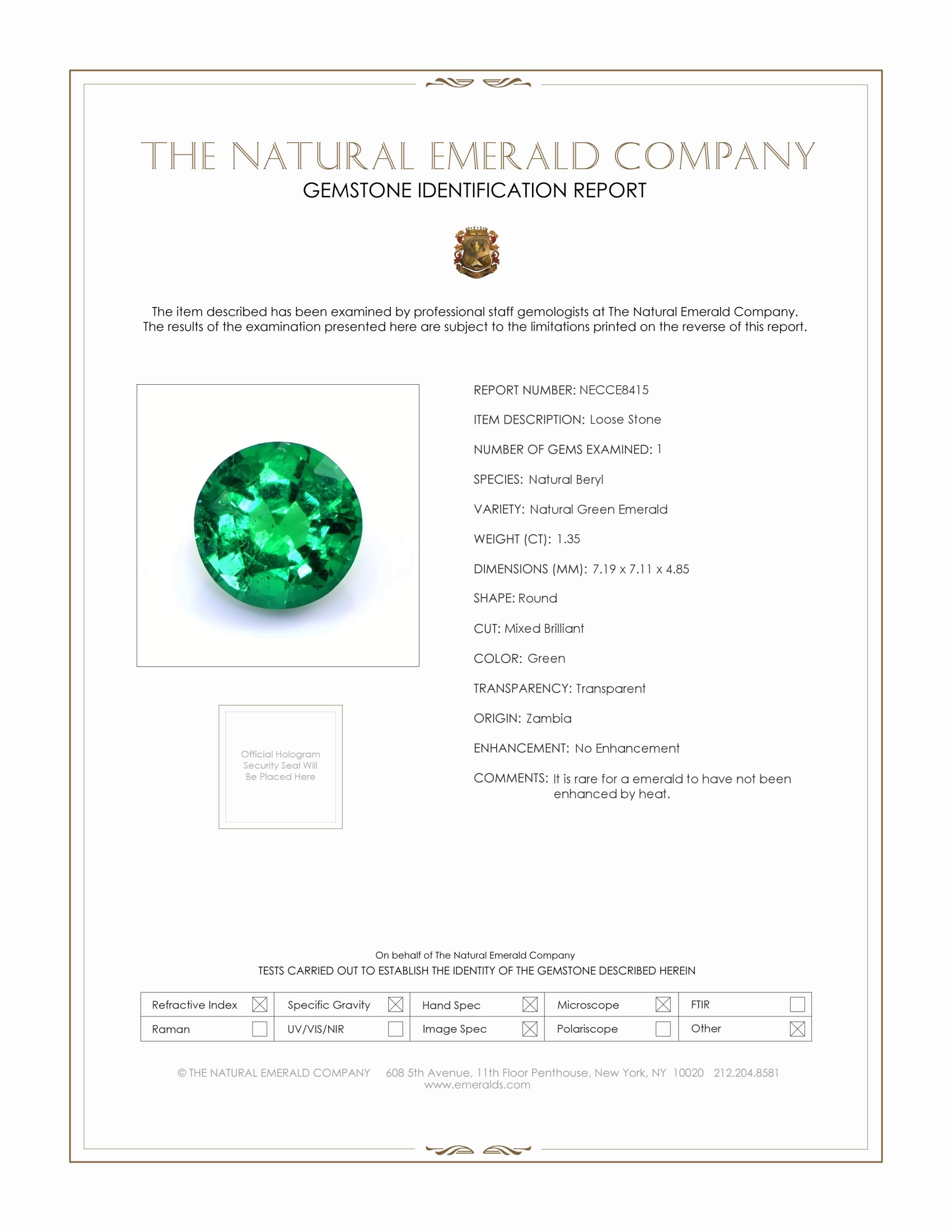 1.35 Ct. Emerald from Zambia