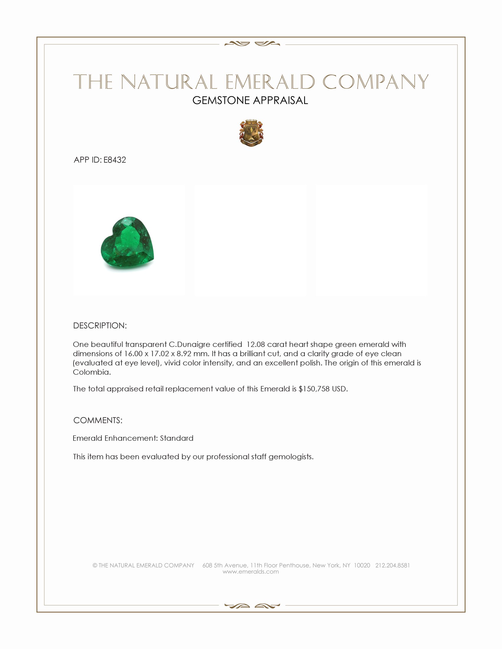 12.08 Ct. Emerald from Colombia