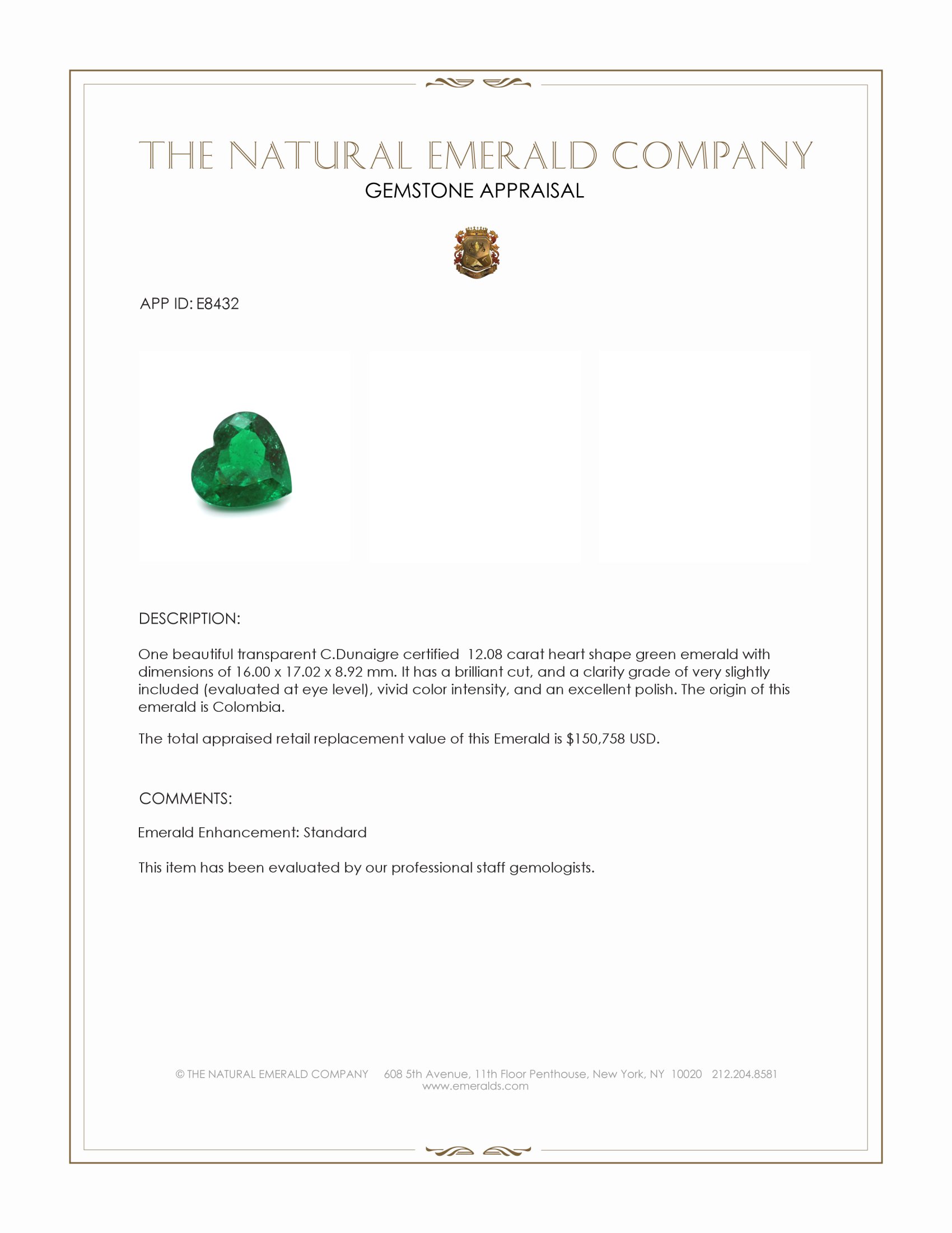 12.08 Ct. Emerald from Colombia