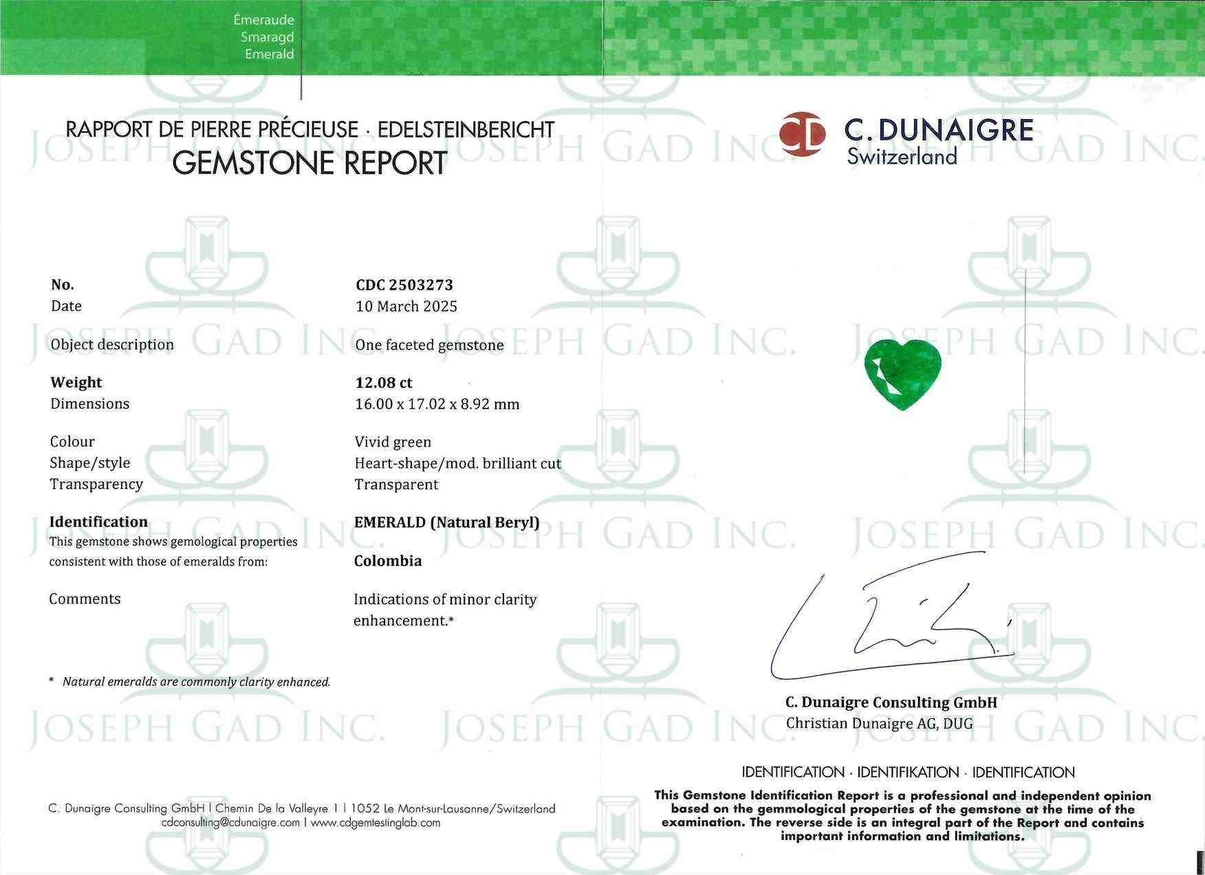 12.08 Ct. Emerald from Colombia